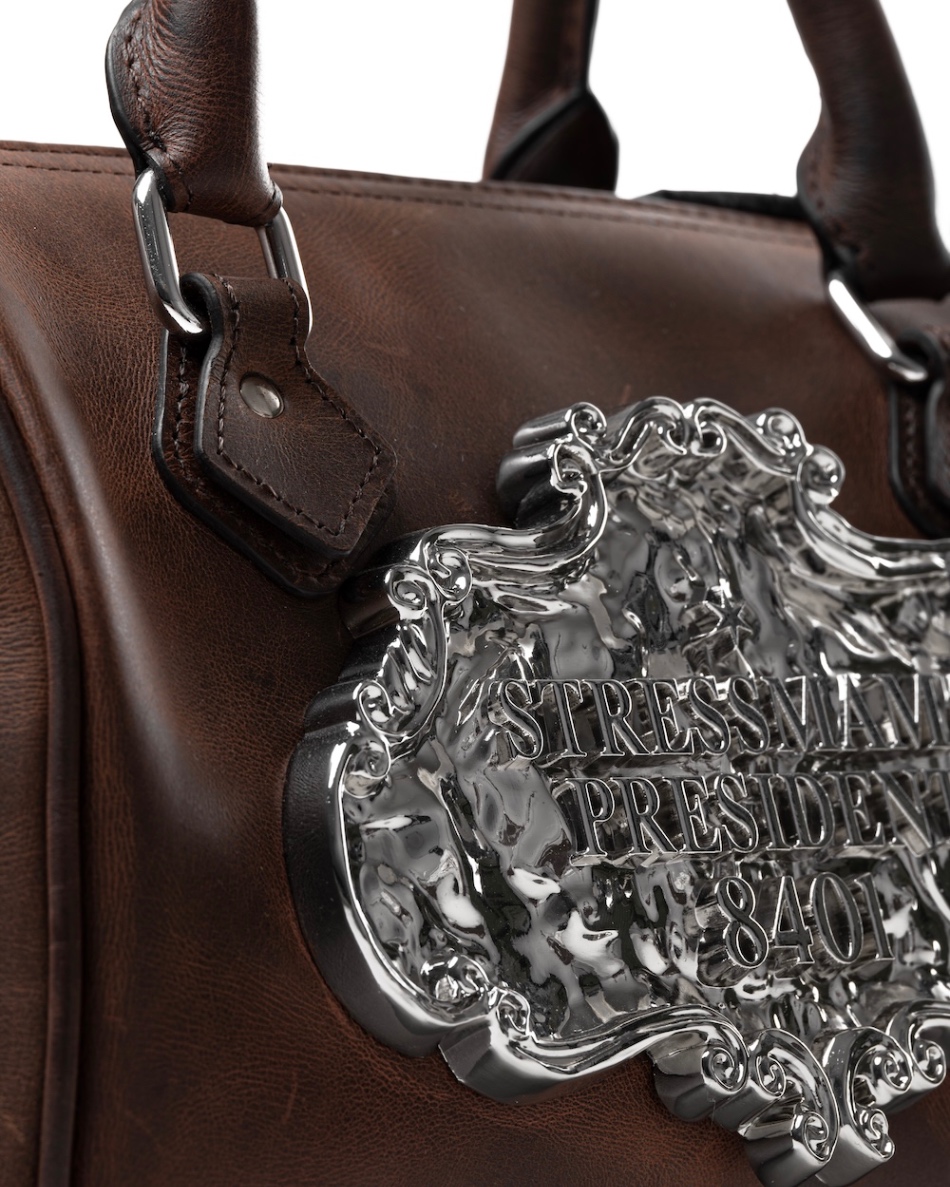 SSMA COWHIDE LEATHER BAG - PLAIN BROWN