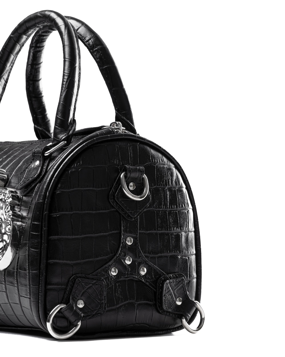 SSMA COWHIDE LEATHER BAG - EMBOSSED BLACK - FREESIZE