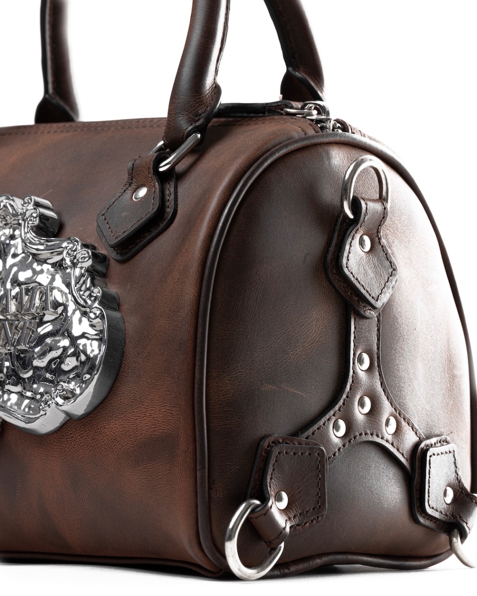 SSMA COWHIDE LEATHER BAG - PLAIN BROWN
