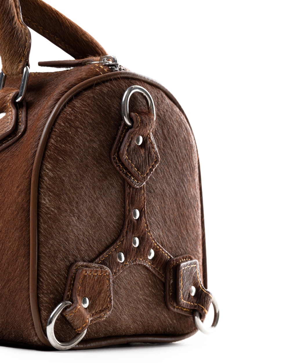 SSMA COWHIDE LEATHER BAG - HAIRON BROWN
