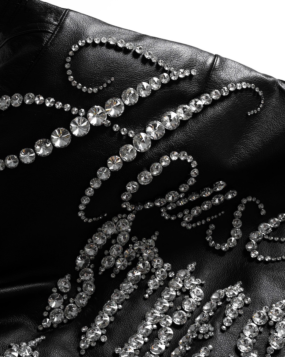 MAMAFIA EMBELLISHED LEATHER JACKET - BLACK