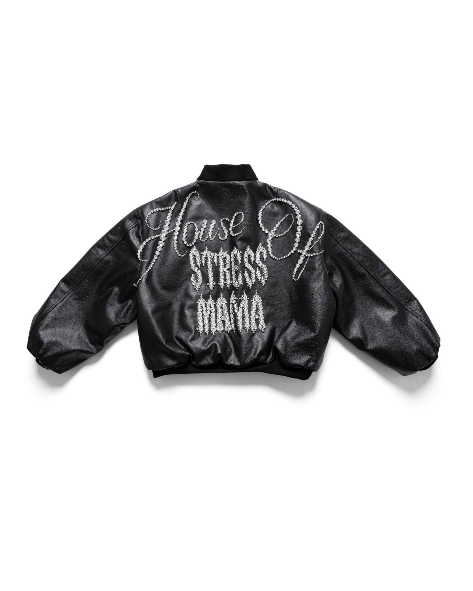 MAMAFIA EMBELLISHED LEATHER JACKET - BLACK