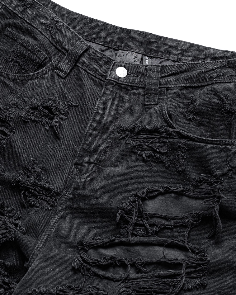 MAMAFIA DISTRESSED JEANS - BLACK