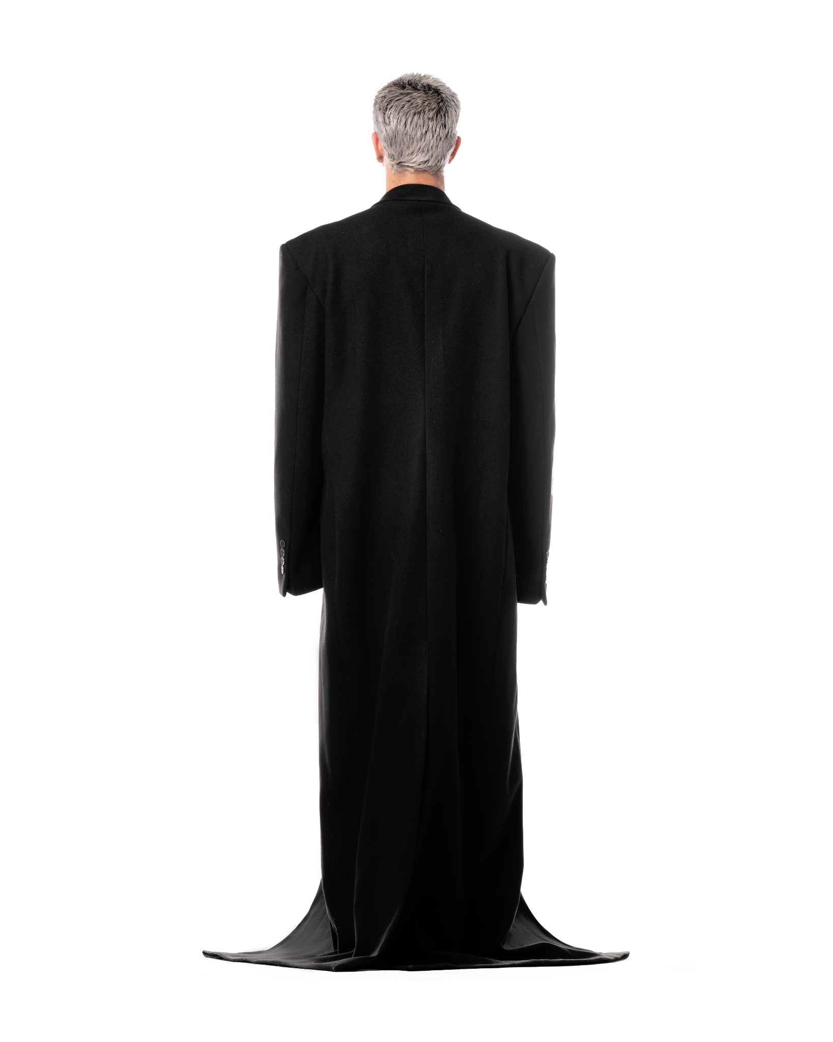 MAMAFIA FELT TRENCH COAT - BLACK