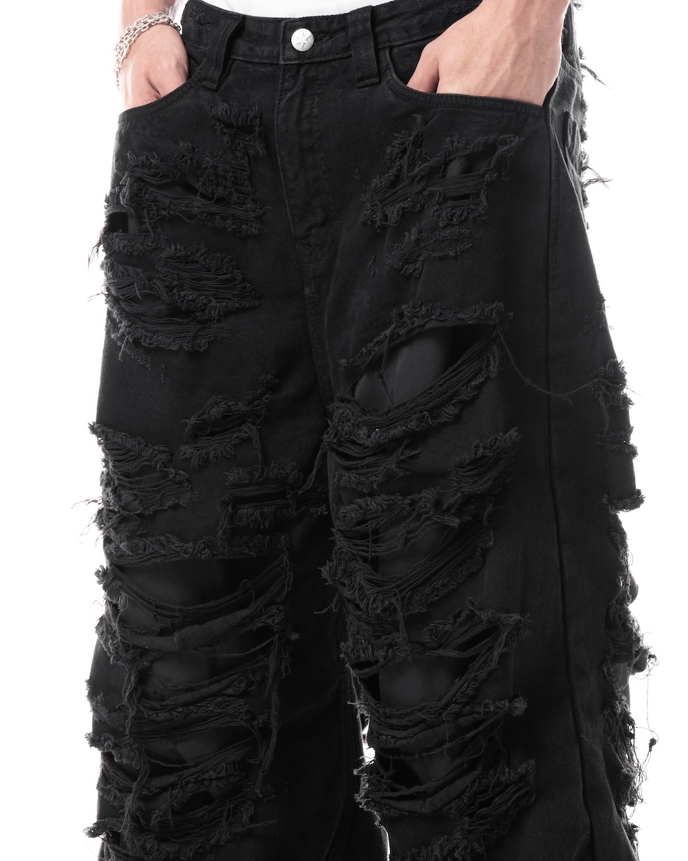 MAMAFIA DISTRESSED JEANS - BLACK