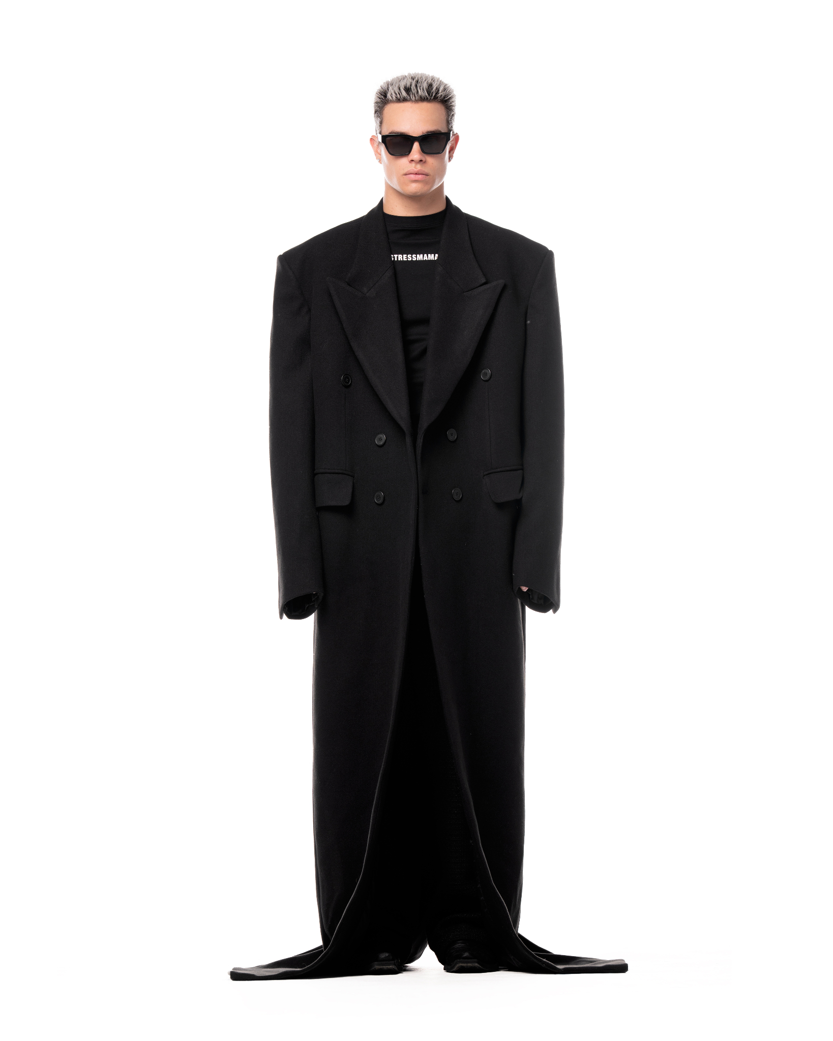 MAMAFIA FELT TRENCH COAT - BLACK