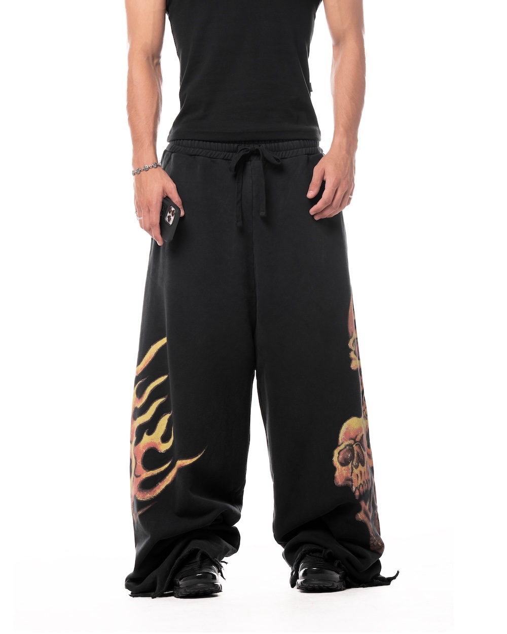 Skull Bolt Field Sweatpants Acid Black