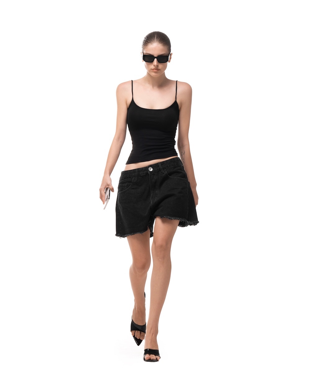 HÔTEL MAMA DENIM SHORTS - BLACK