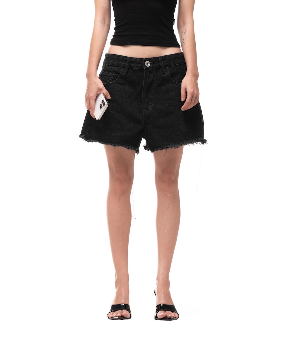 HÔTEL MAMA DENIM SHORTS - BLACK
