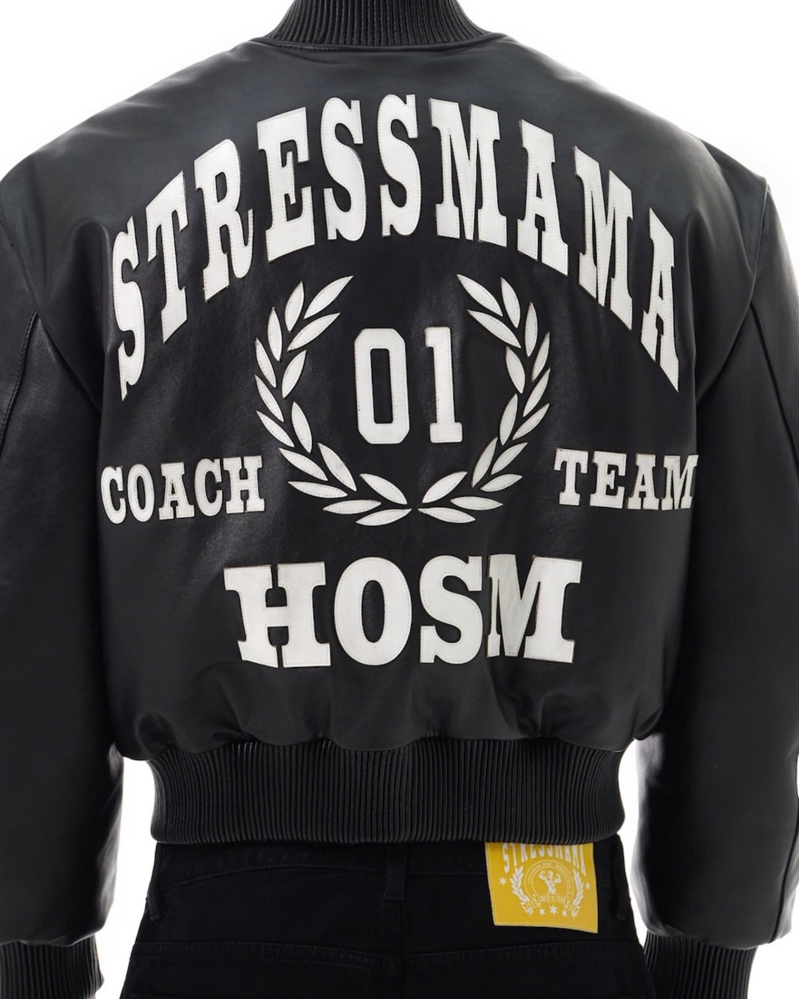 FW25 LEATHER BOMBER JACKET - BLACK