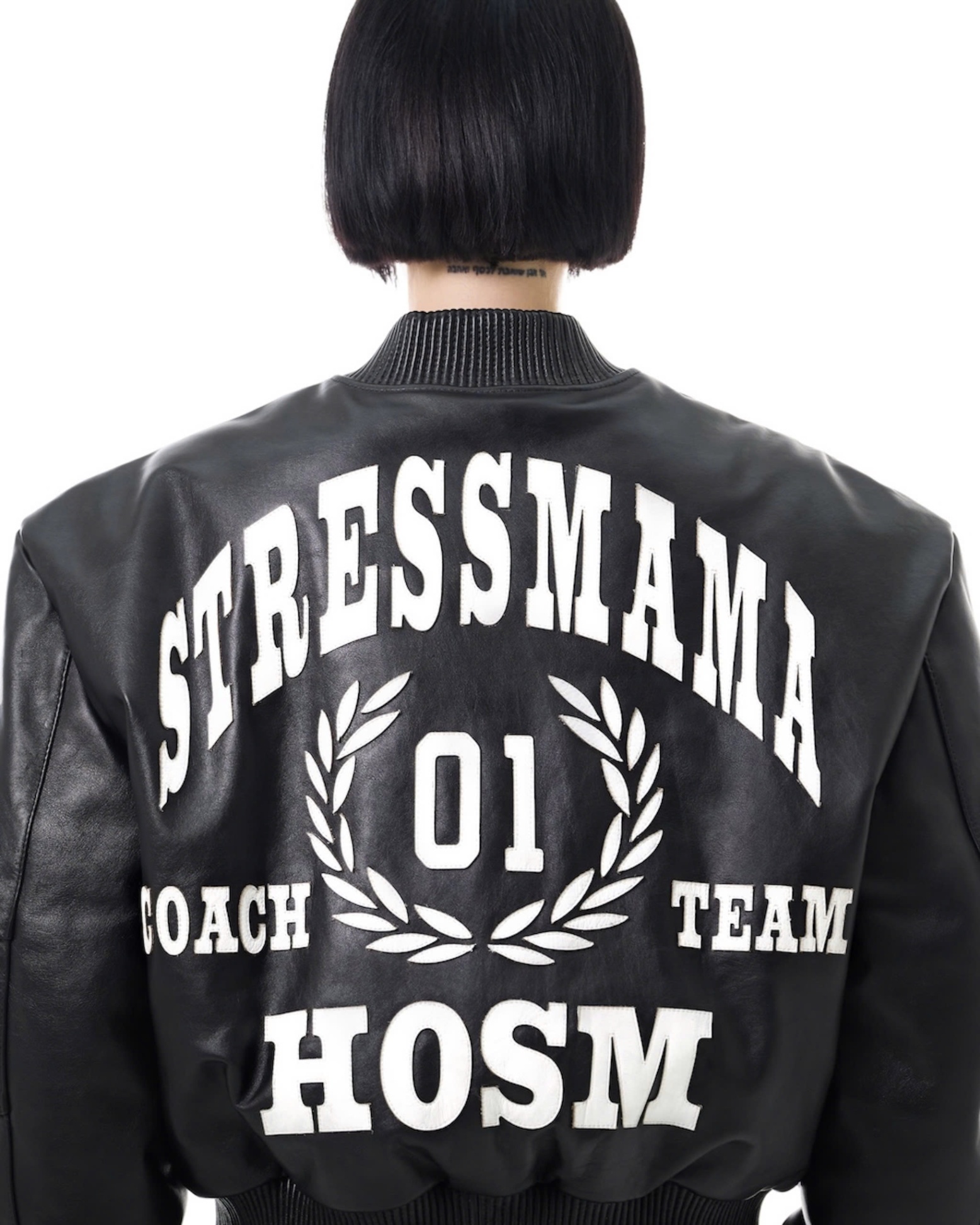 FW25 LEATHER BOMBER JACKET - BLACK