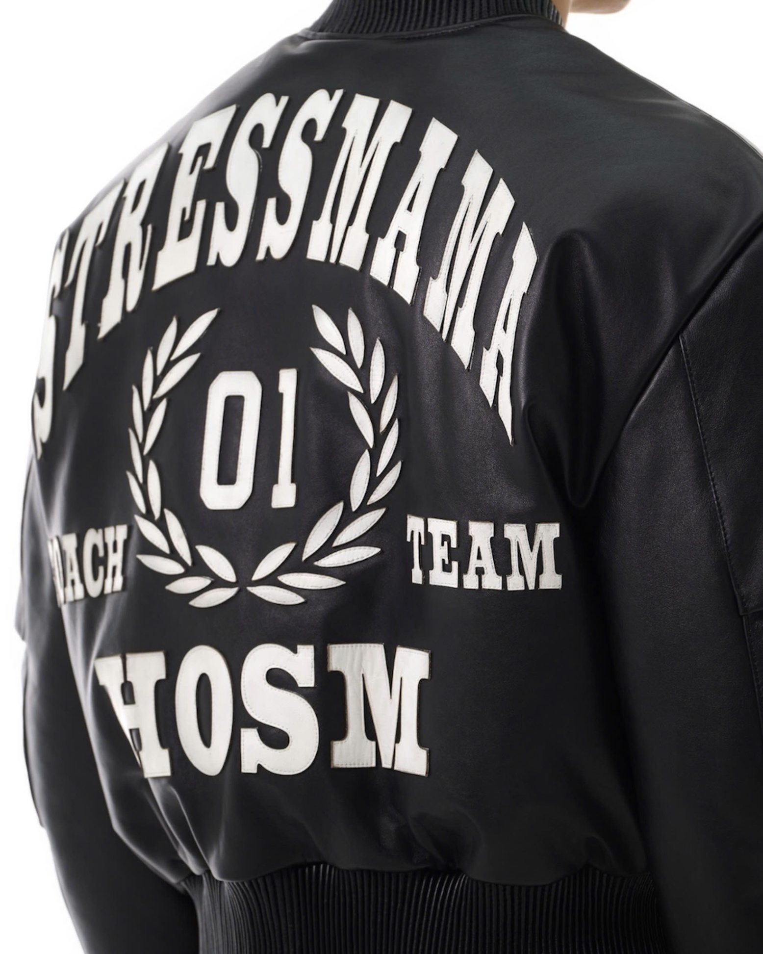 FW25 LEATHER BOMBER JACKET - BLACK