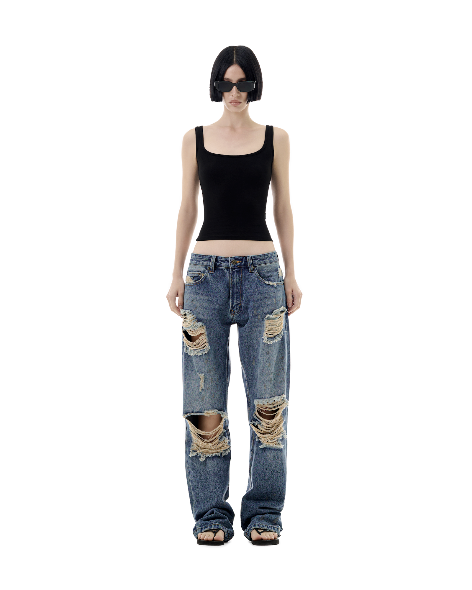 FW25 SHREDDED JEANS - BLUE