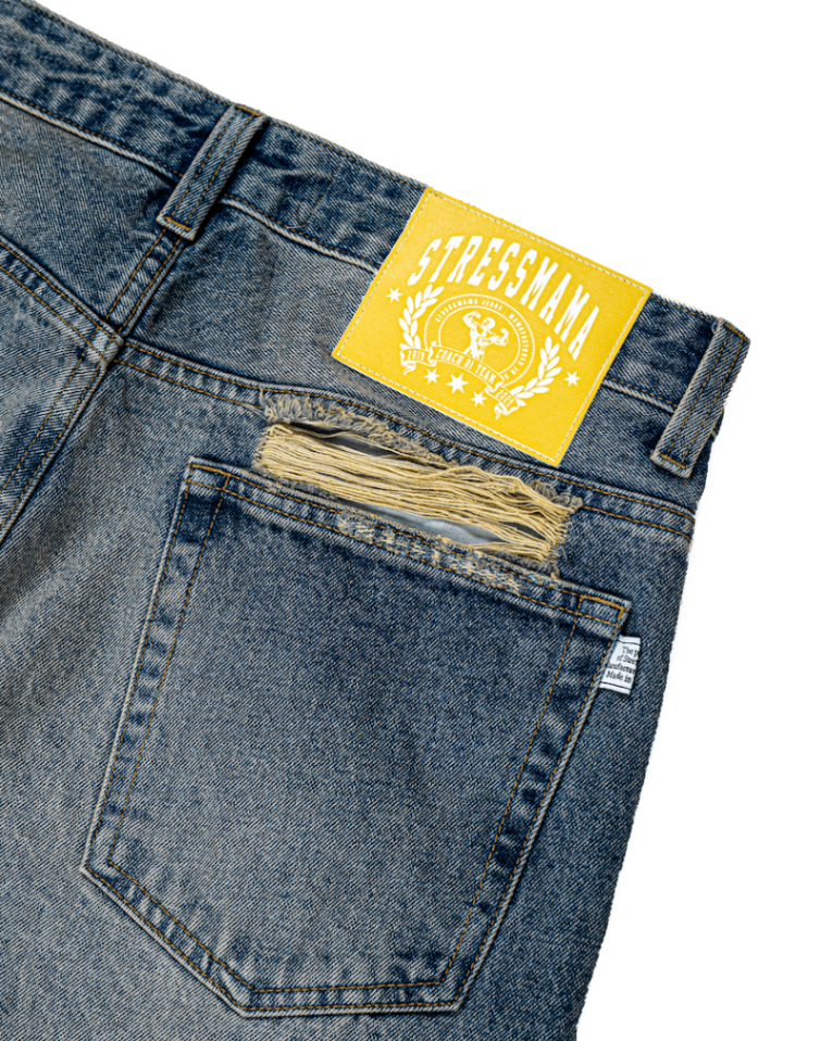 FW25 RIPPED BAGGY JEANS - BLUE