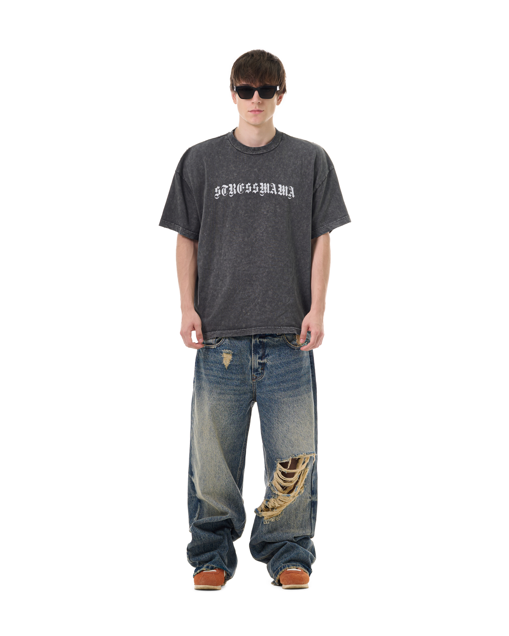 FW25 RIPPED BAGGY JEANS - BLUE