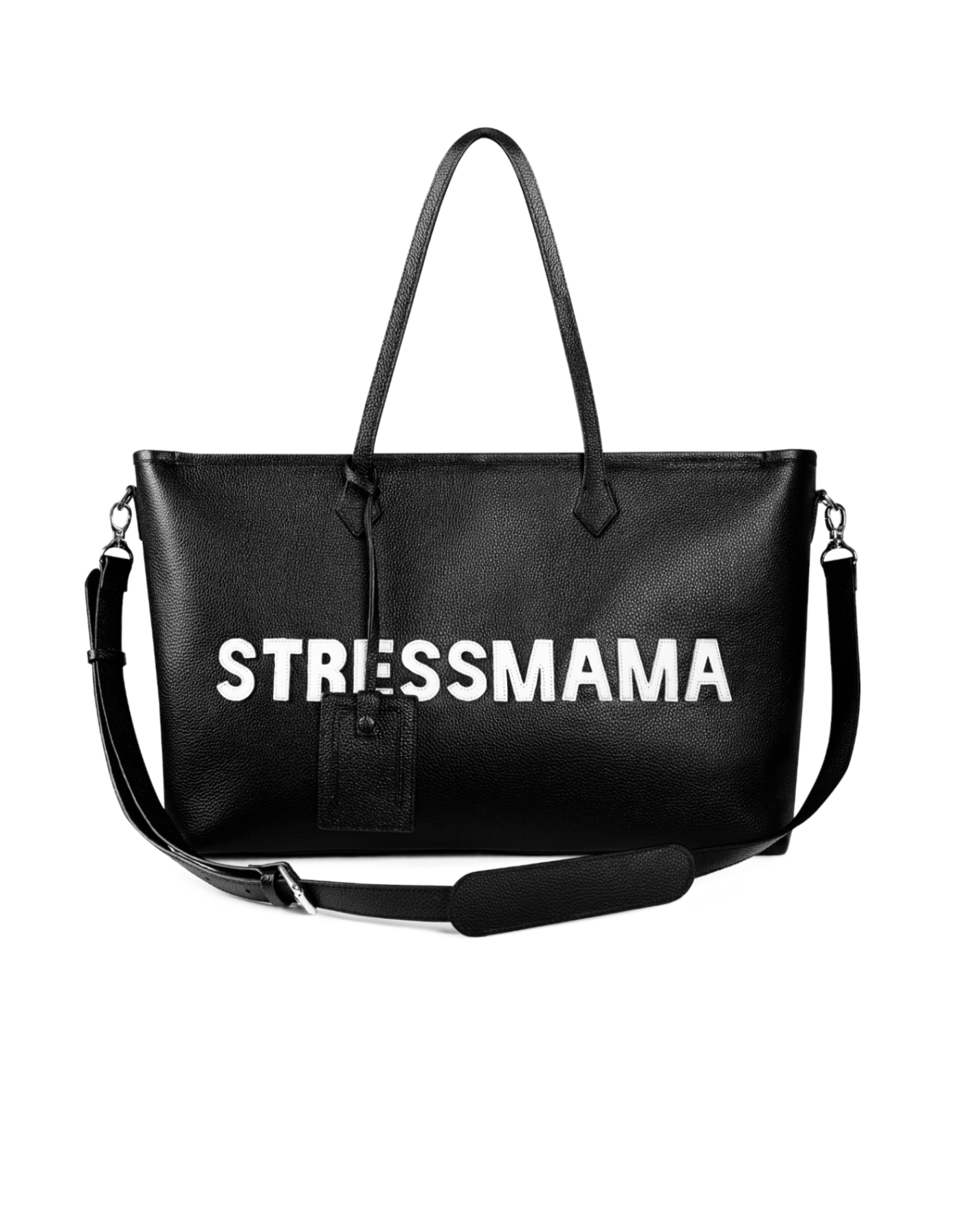 FW25 SIGNATURE LEATHER TOTE BAG - BLACK