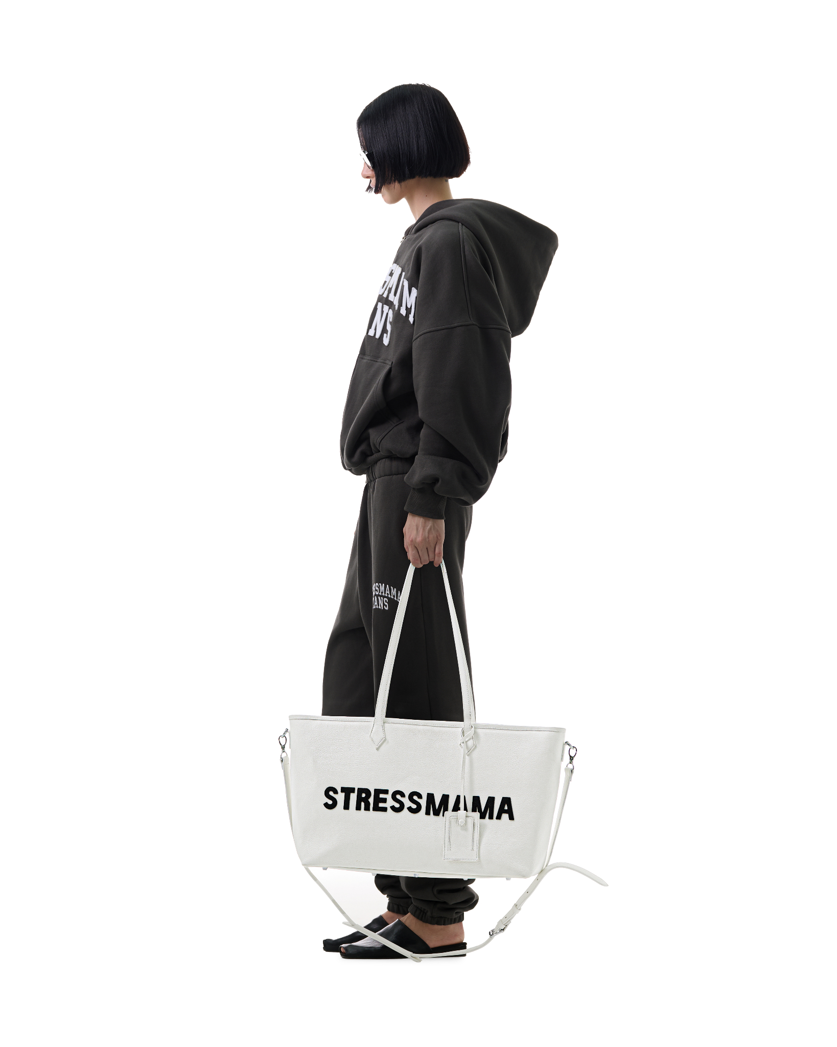 FW25 SIGNATURE LEATHER TOTE BAG - WHITE