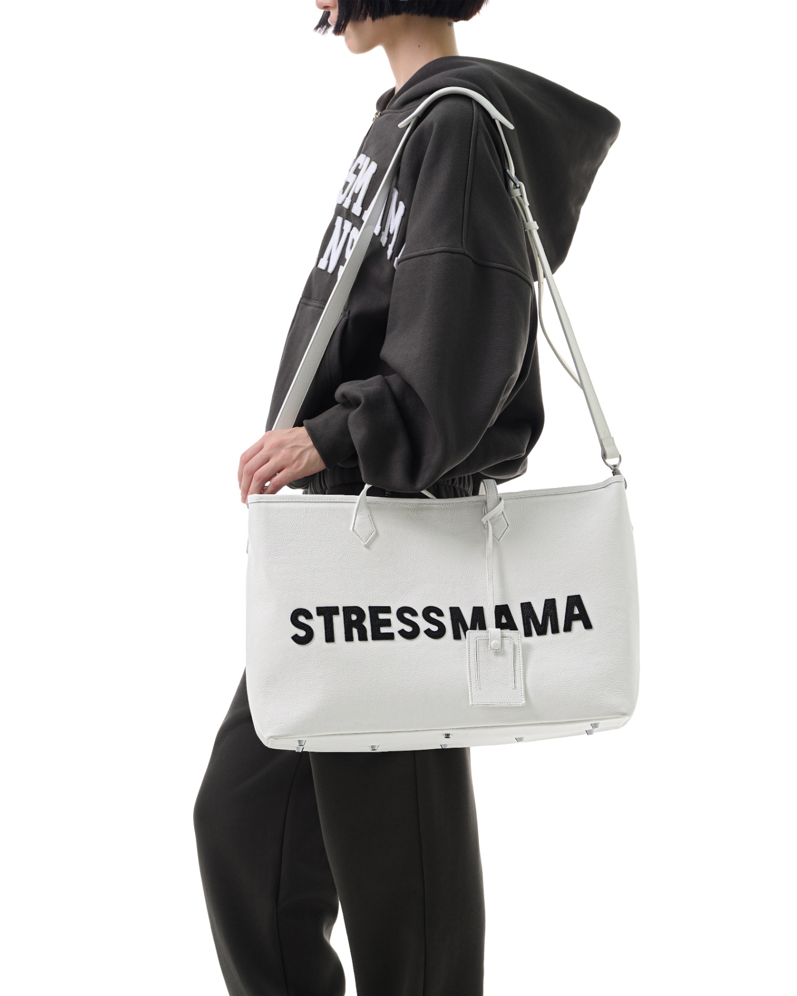 FW25 SIGNATURE LEATHER TOTE BAG - WHITE