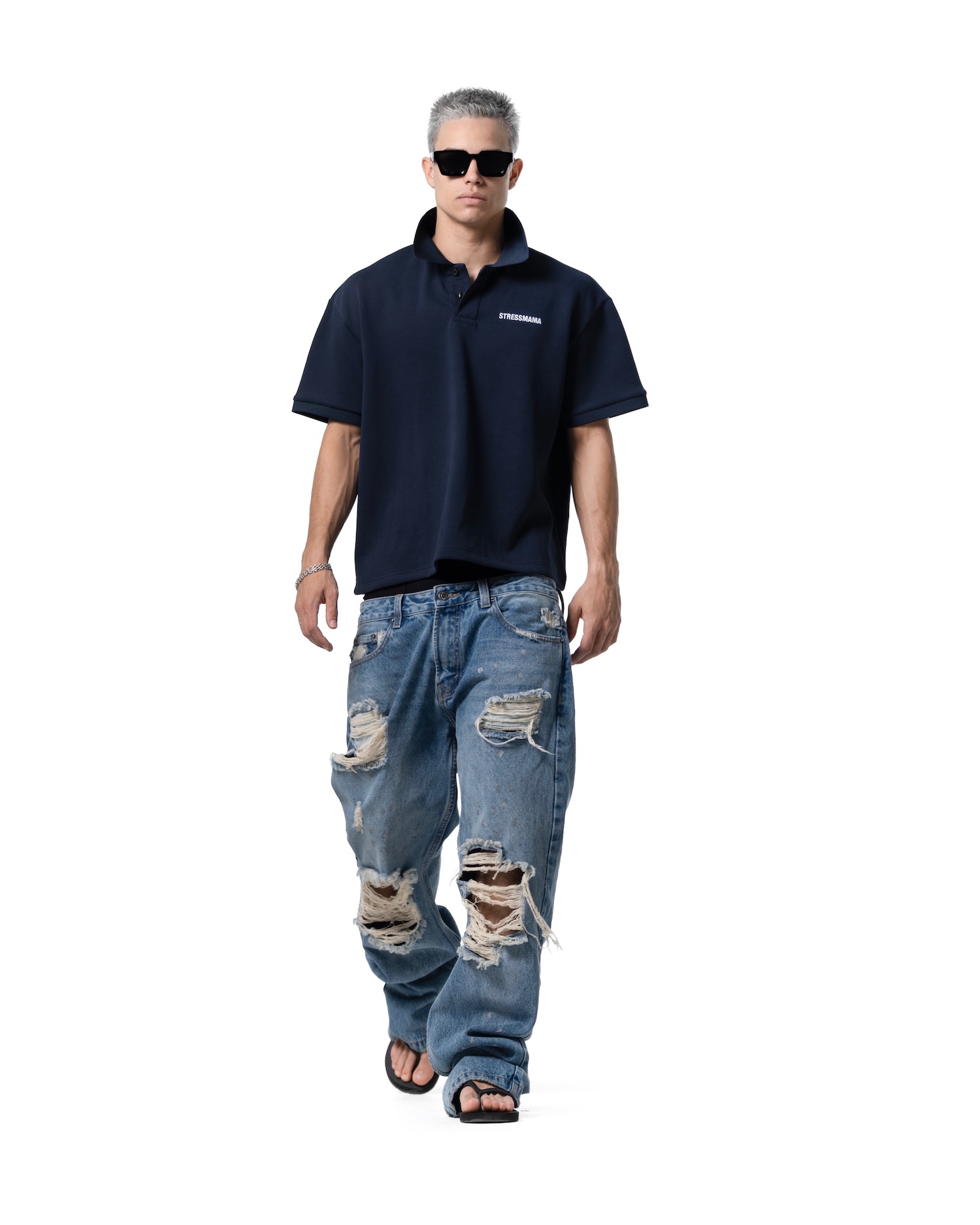 SSMA LOGO POLO T-SHIRT - DARK BLUE