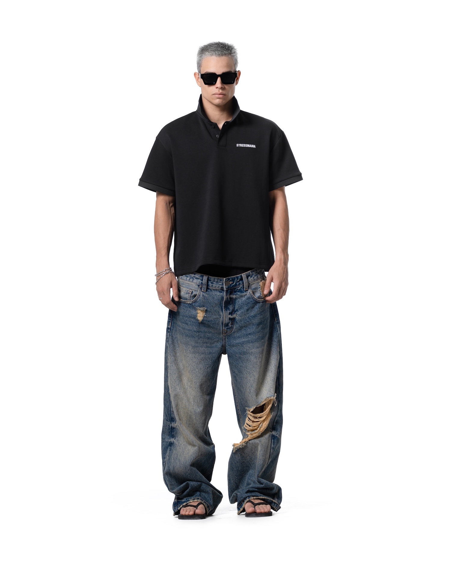 SSMA LOGO POLO T-SHIRT - BLACK