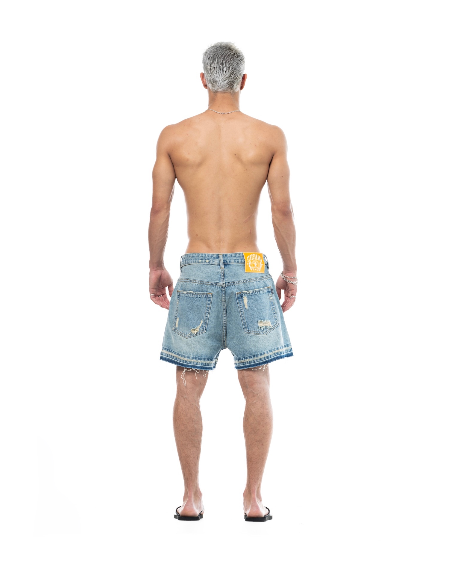 SS26 RIPPED DENIM SHORTS - BLUE