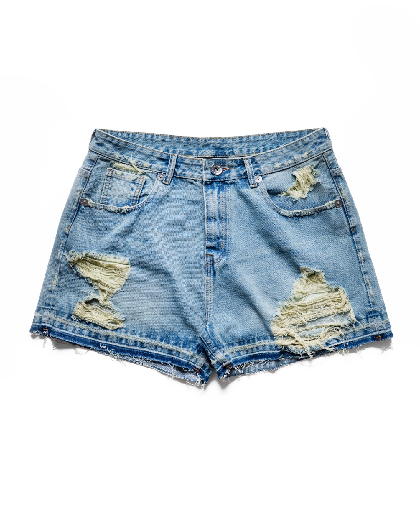 SS26 RIPPED DENIM SHORTS - BLUE
