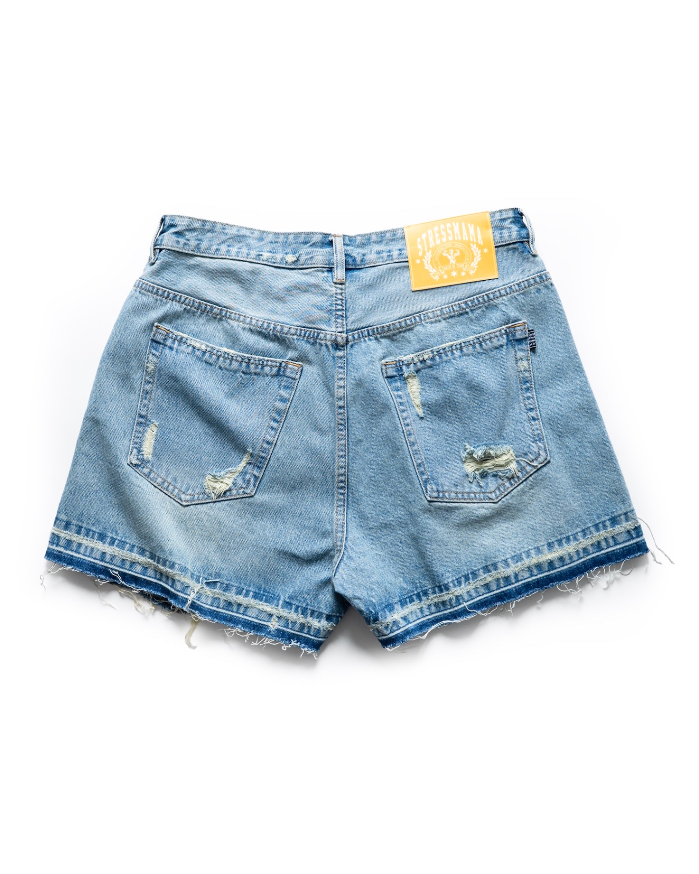 SS26 RIPPED DENIM SHORTS - BLUE