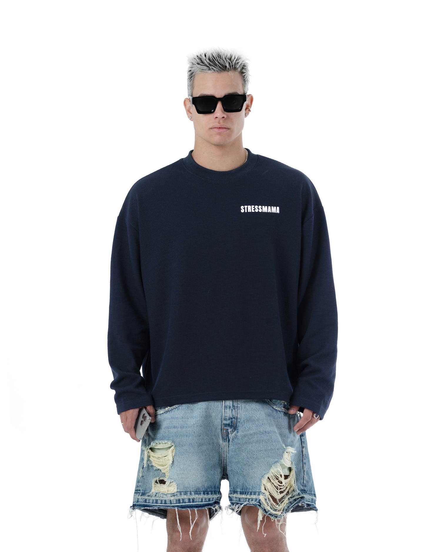 SS26 WAFFLE LONGSLEEVE - DARK BLUE