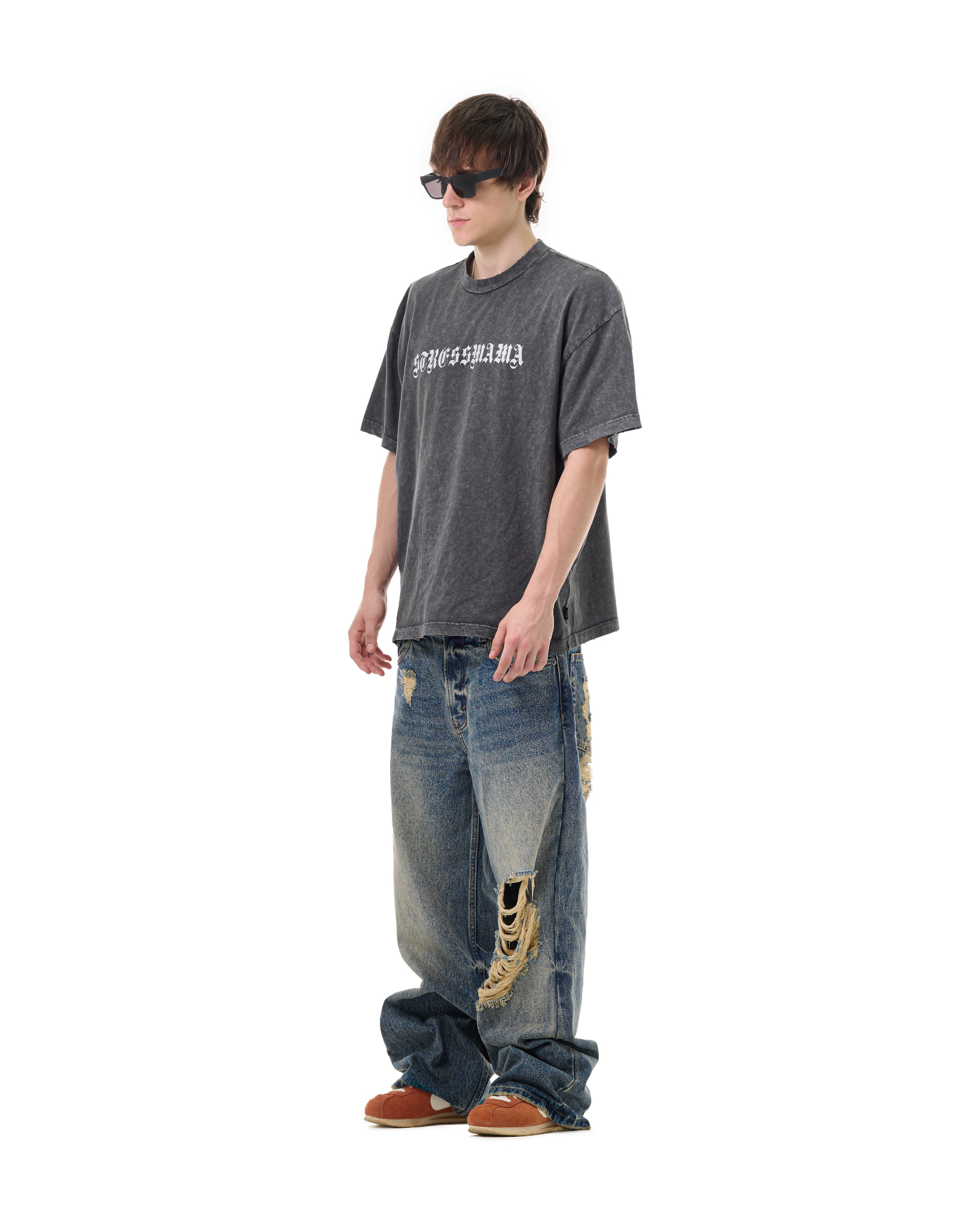 FW25 RIPPED BAGGY JEANS - BLUE