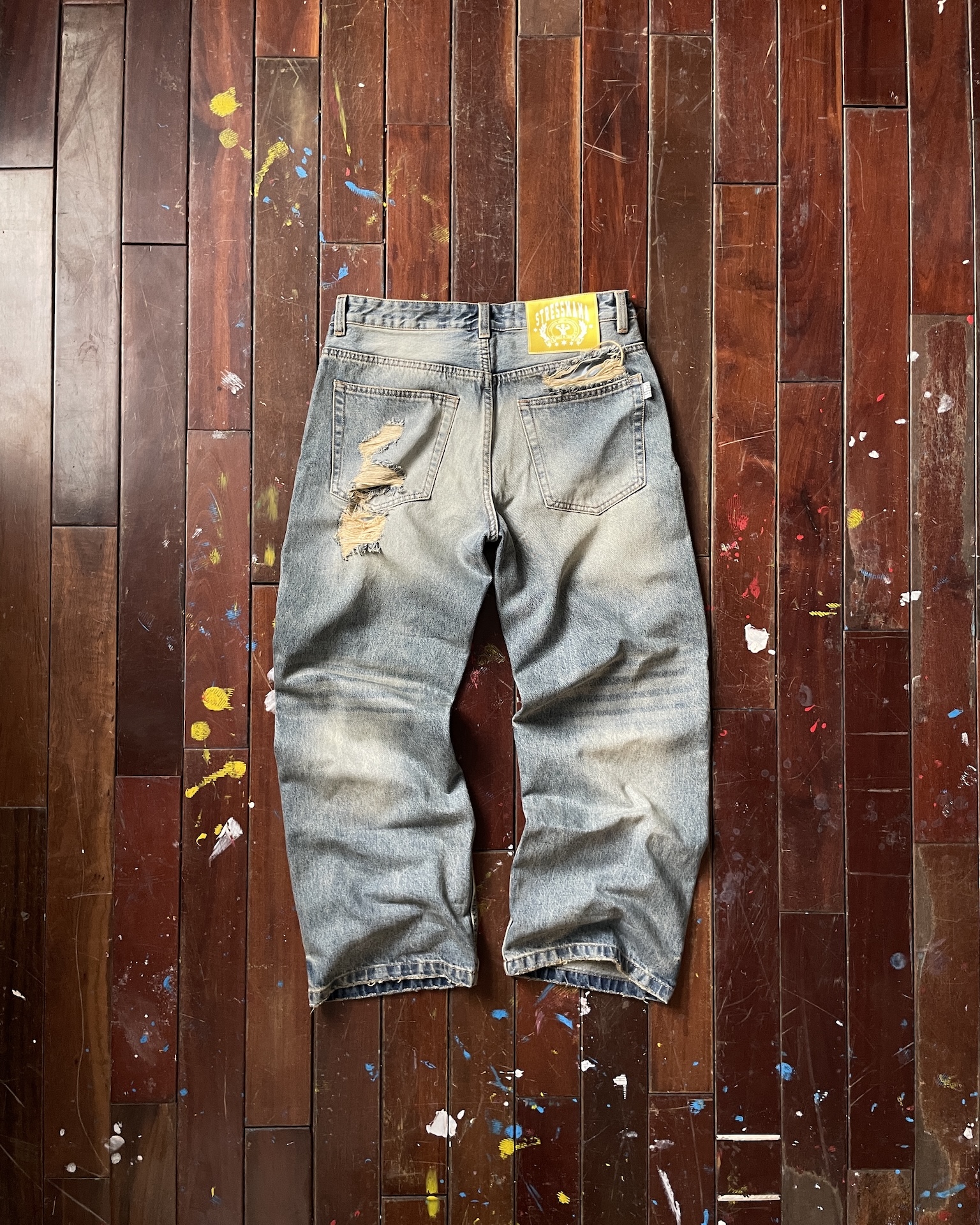 FW25 RIPPED BAGGY JEANS - BLUE