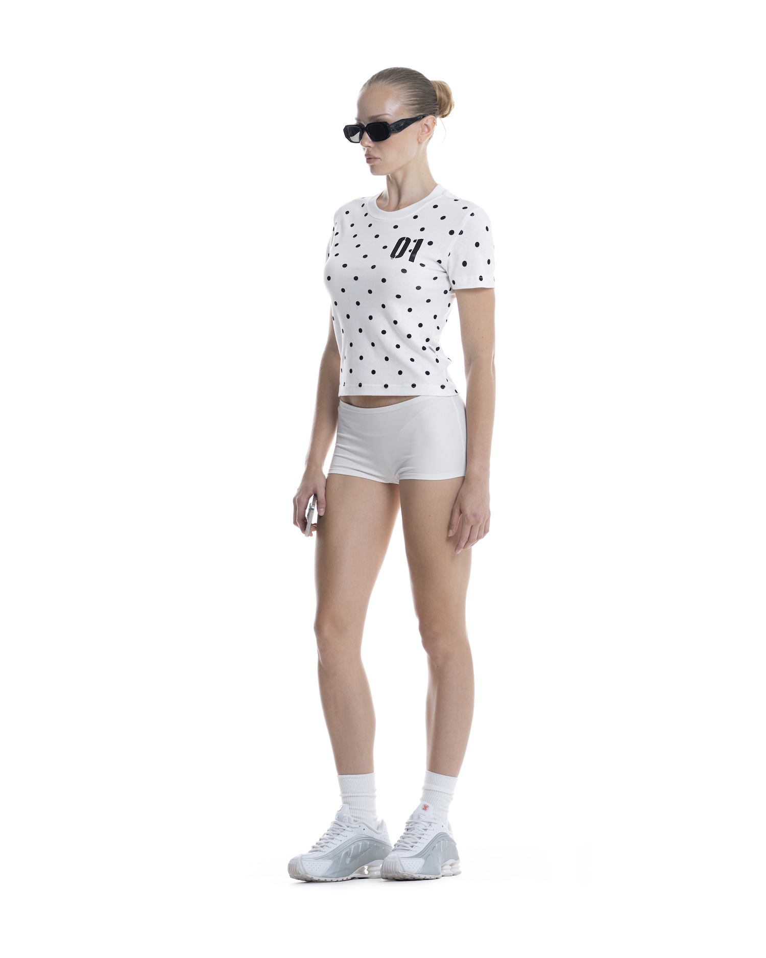 SSMA 01 POLKA DOT SMART FIT T-SHIRT - WHITE
