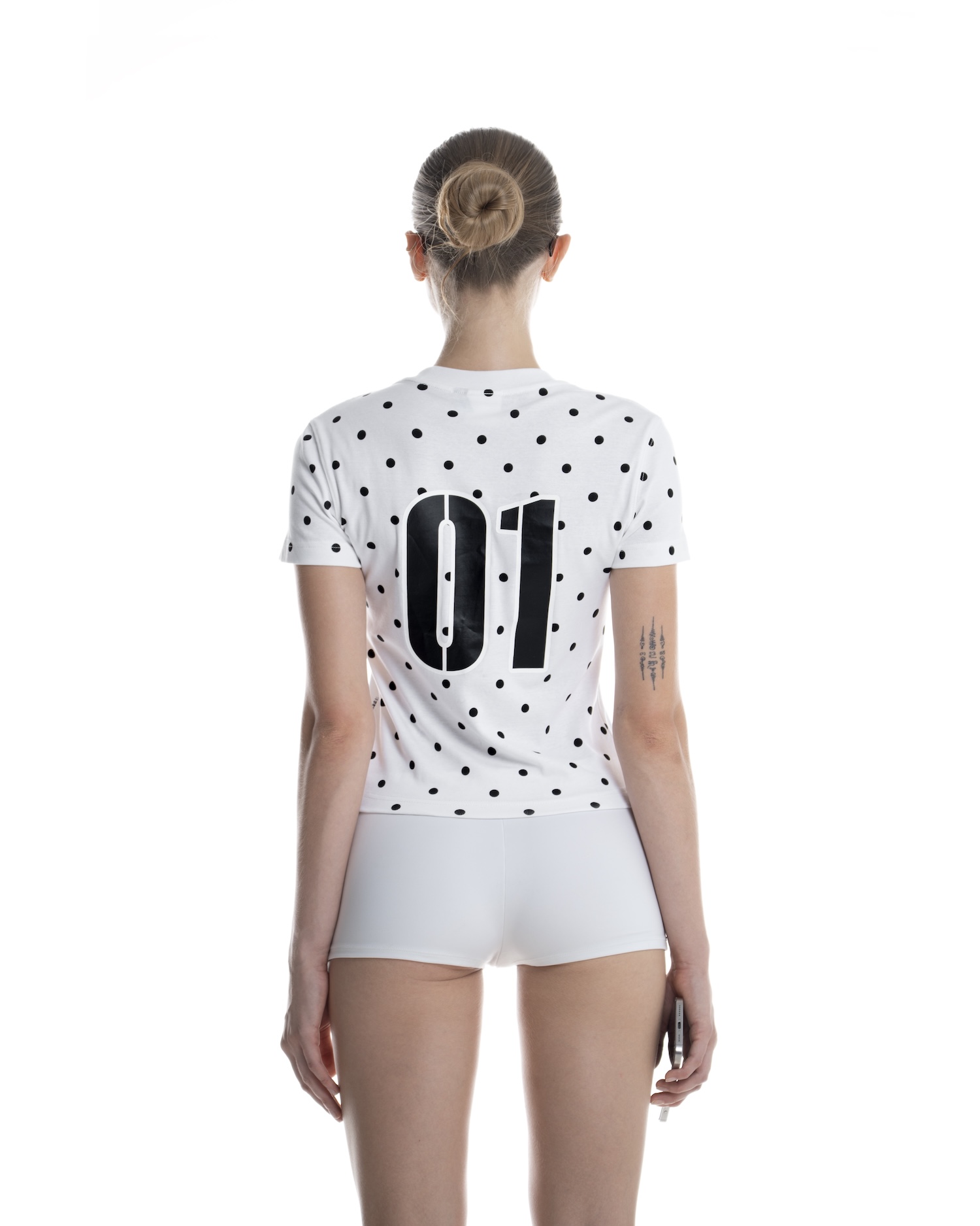 SSMA 01 POLKA DOT SMART FIT T-SHIRT - WHITE