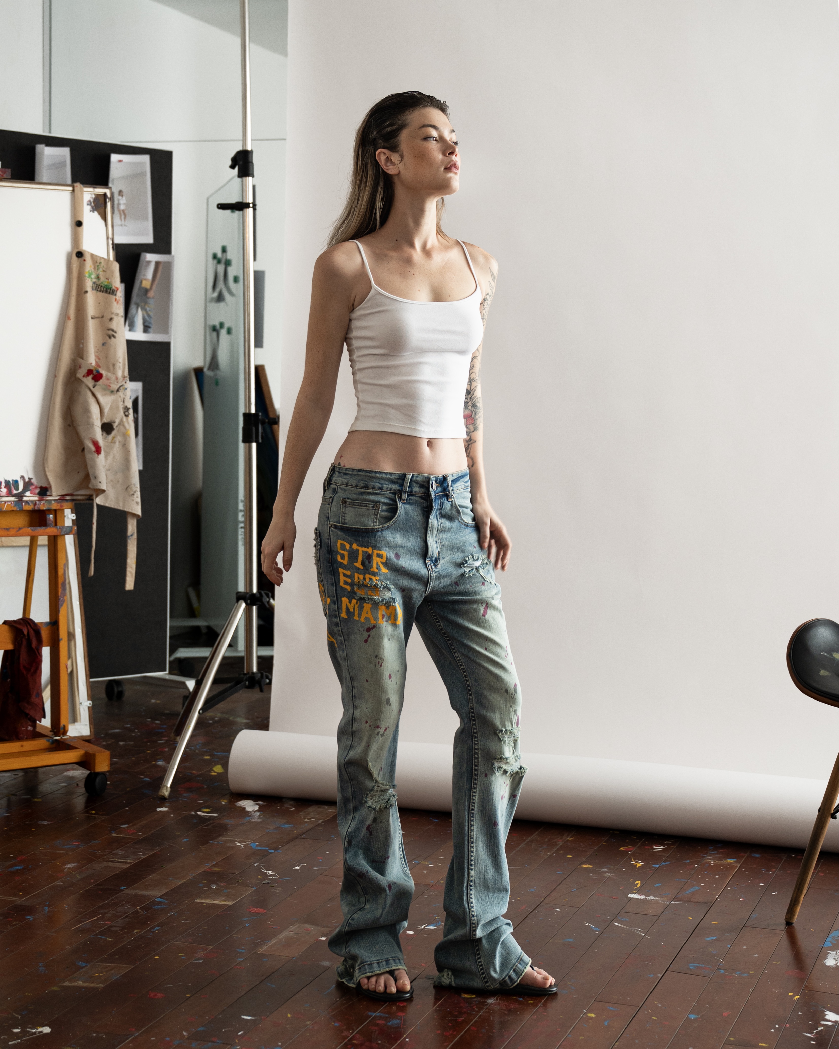 SSMA ART SPACE FLARED JEANS - BLUE