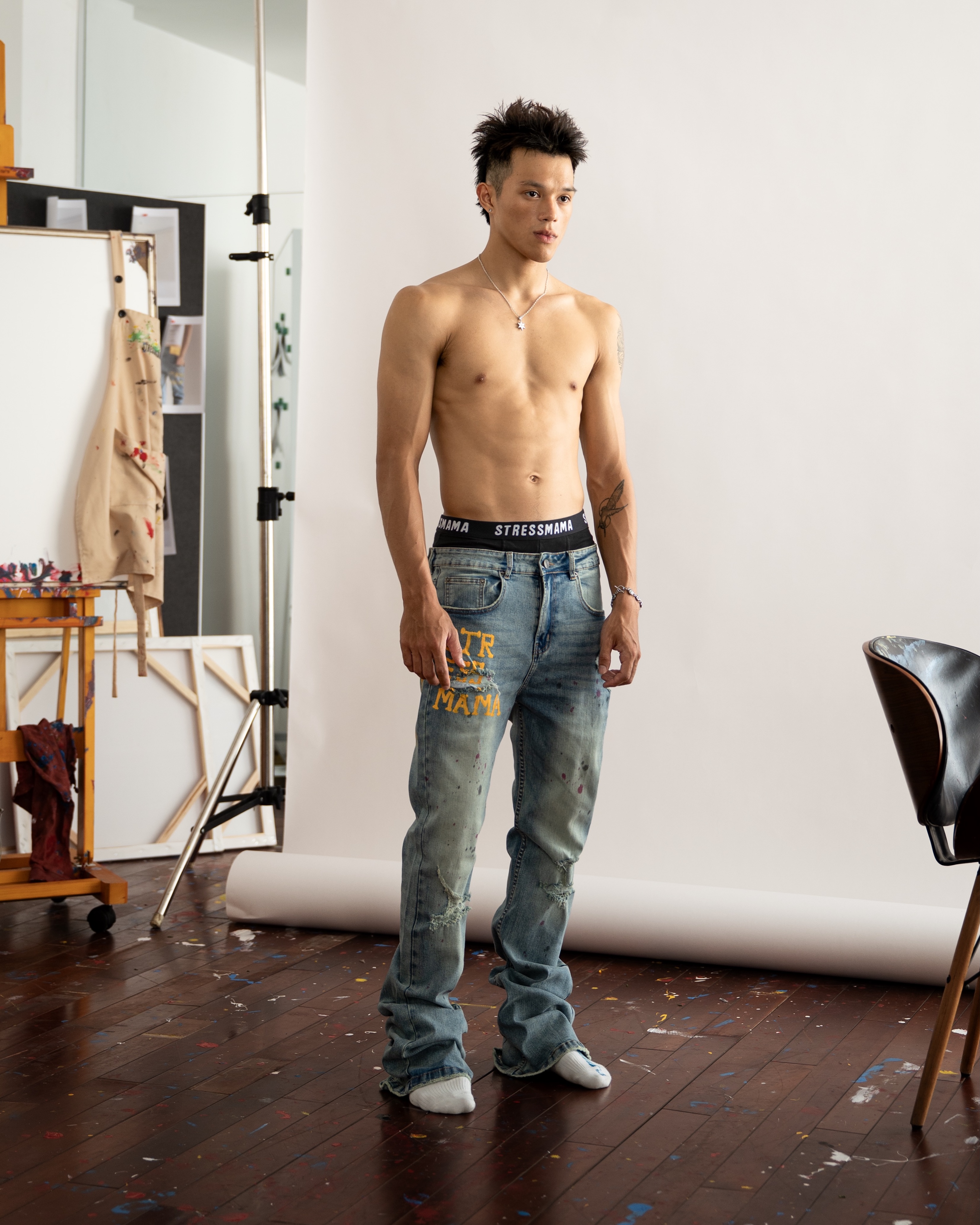 SSMA ART SPACE FLARED JEANS - BLUE