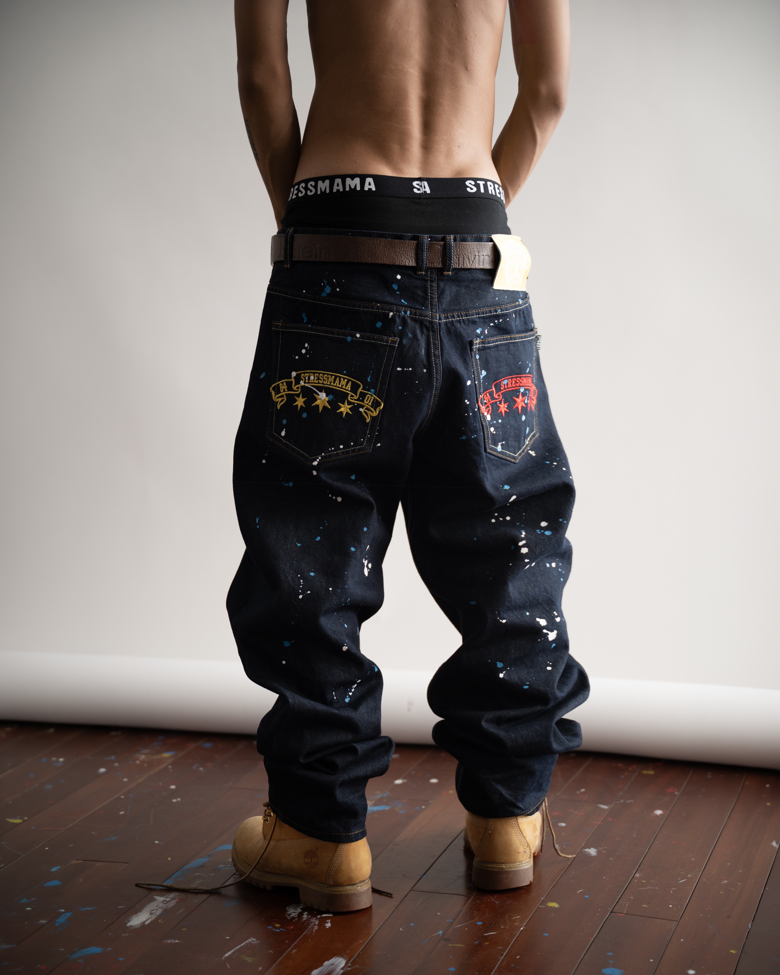 SSMA COLOR SPLATTER JEANS - DARK BLUE