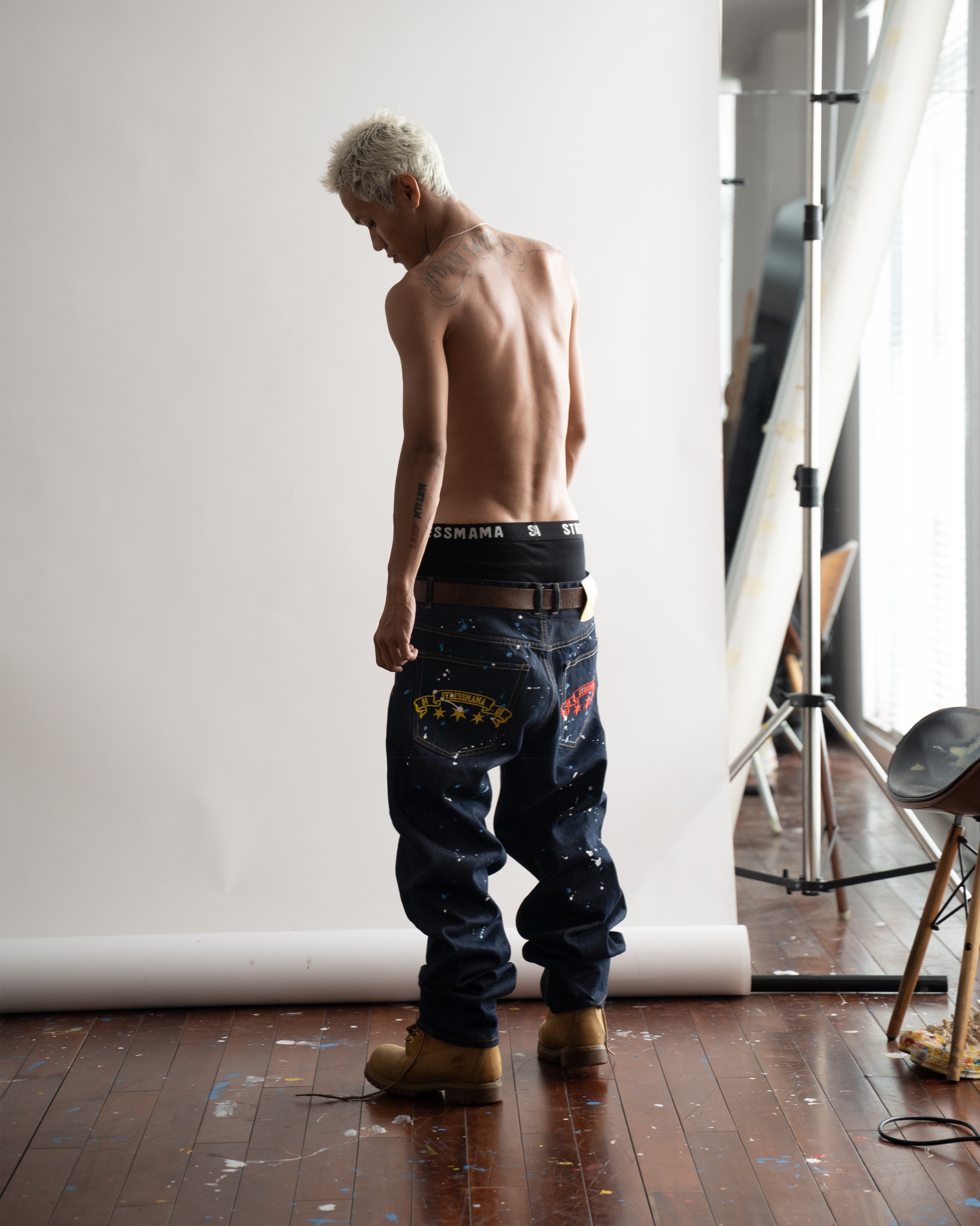 SSMA COLOR SPLATTER JEANS - DARK BLUE