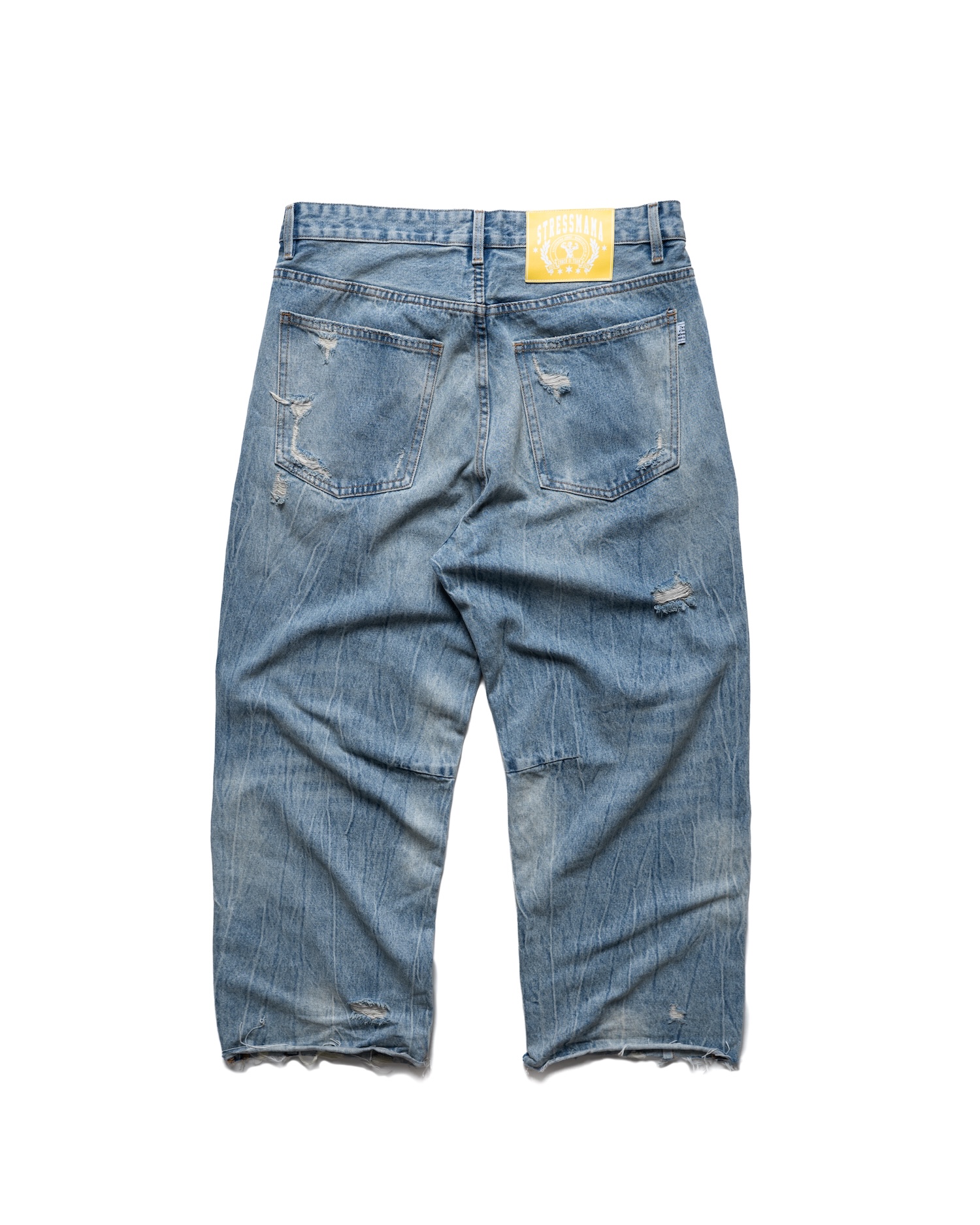 SSMA DISTRESSED RAW HEM JEANS - BLUE