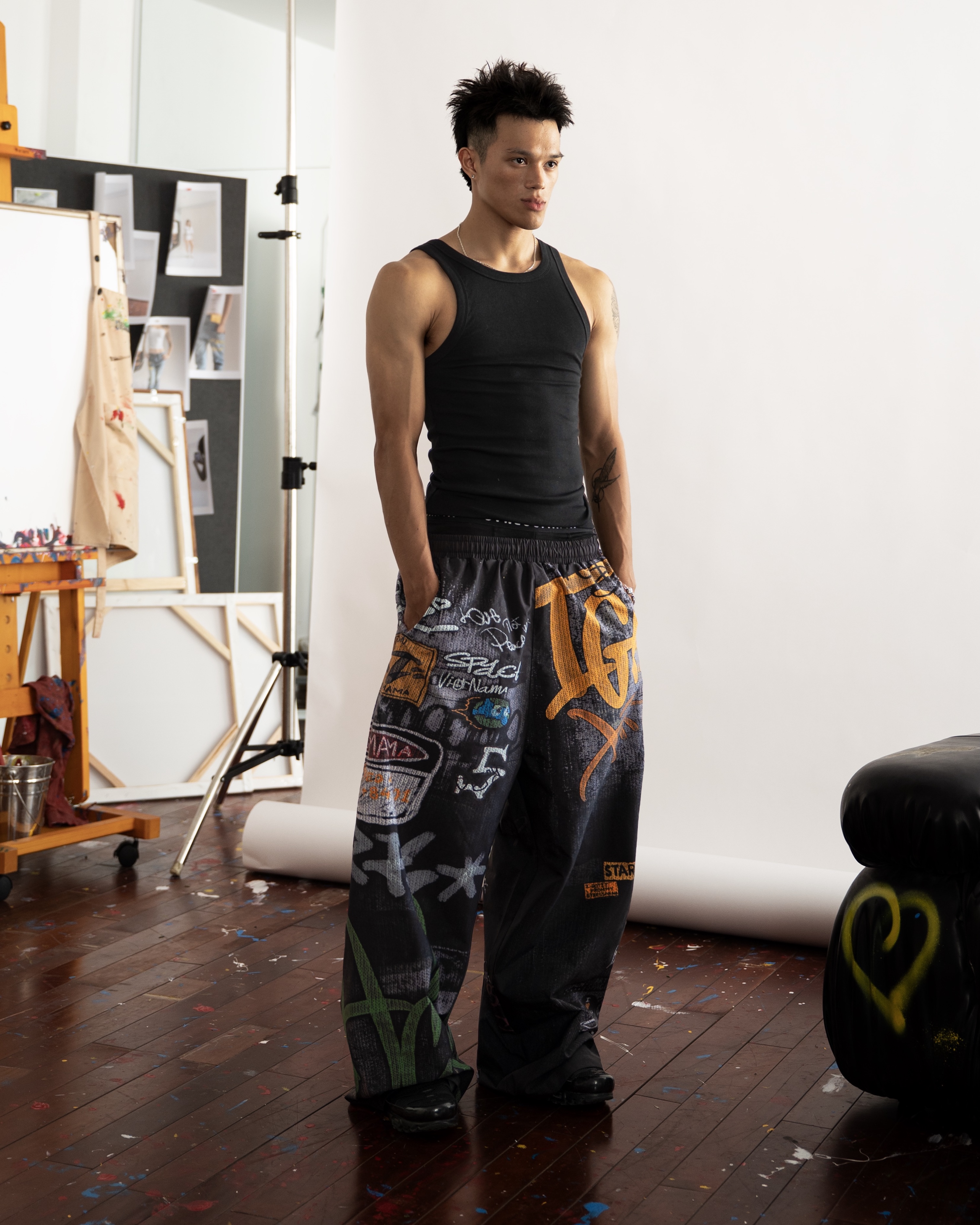 SSMA GRAFFITI PANTS - BLACK