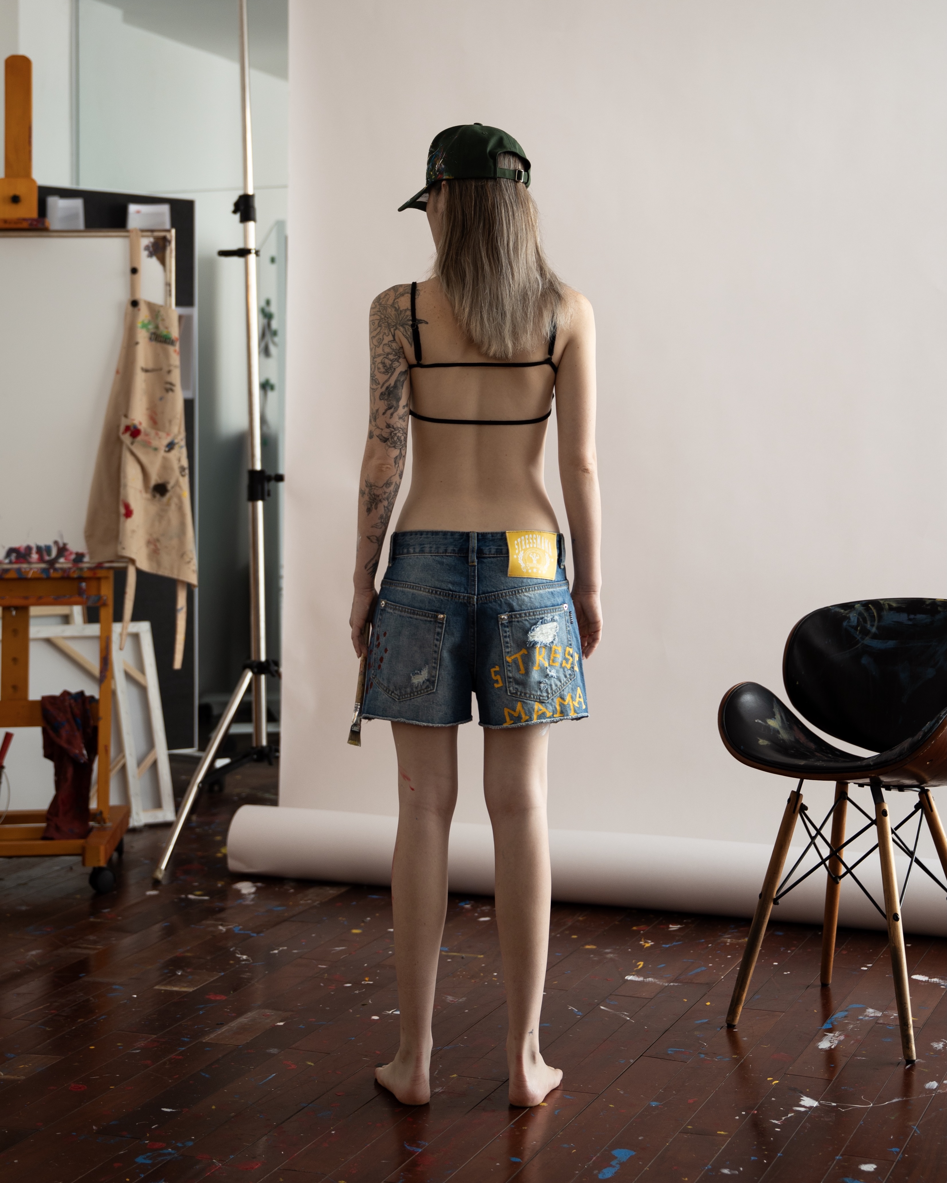 SSMA PAINT DENIM SHORTS - BLUE