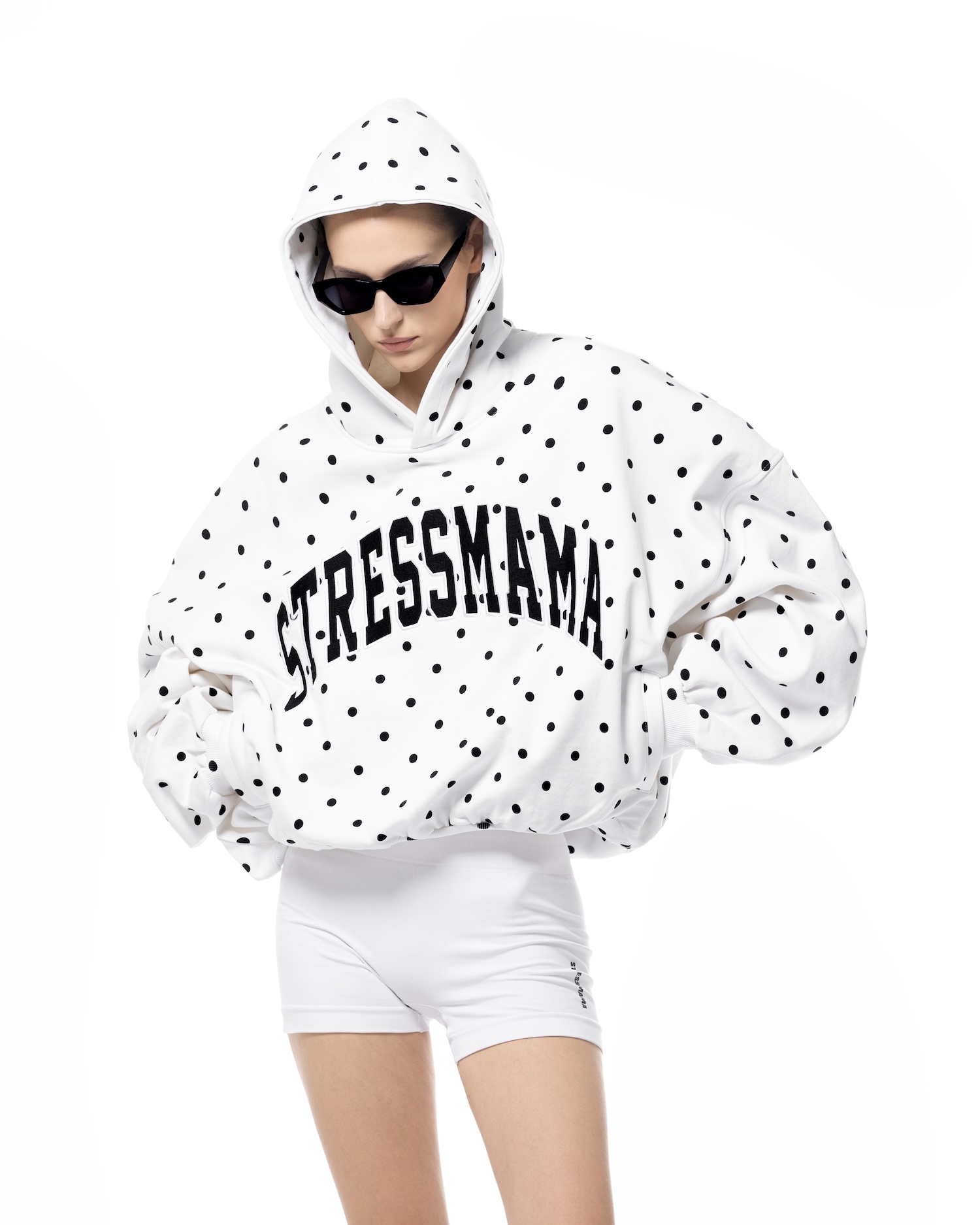 SSMA POLKA DOT HOODIE - WHITE