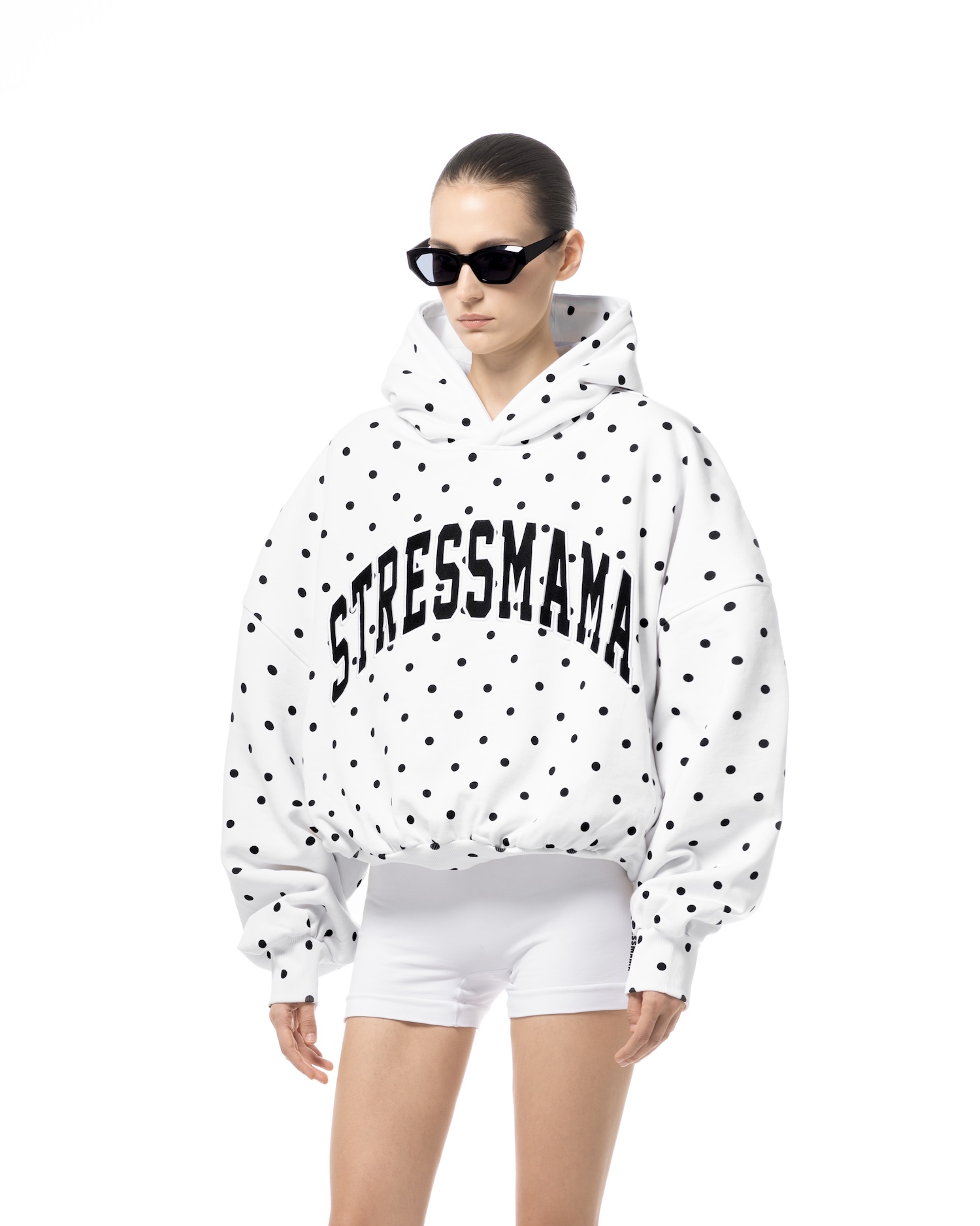 SSMA POLKA DOT HOODIE - WHITE