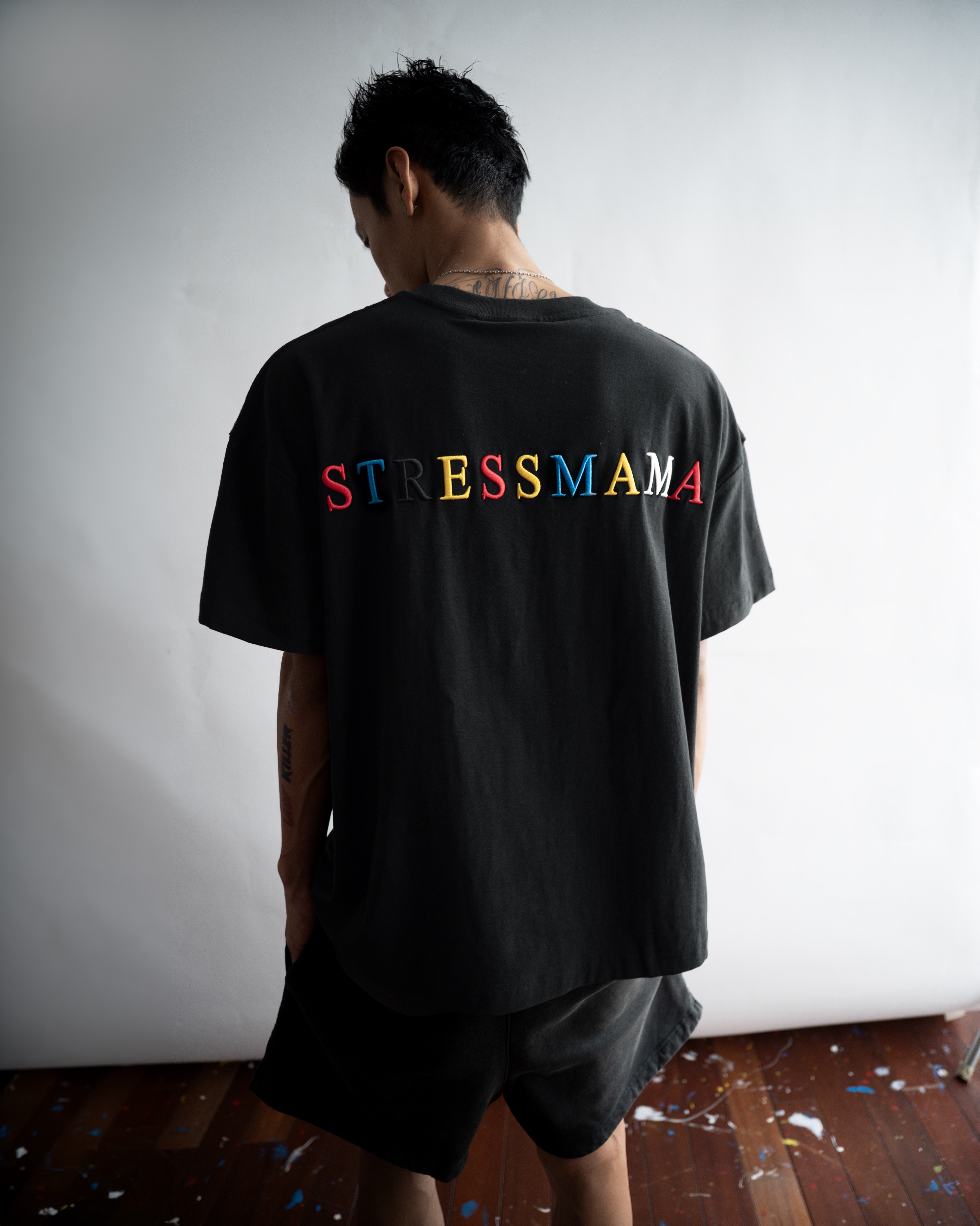 SSMA RAINBOW EMBROIDERY T-SHIRT - BLACK