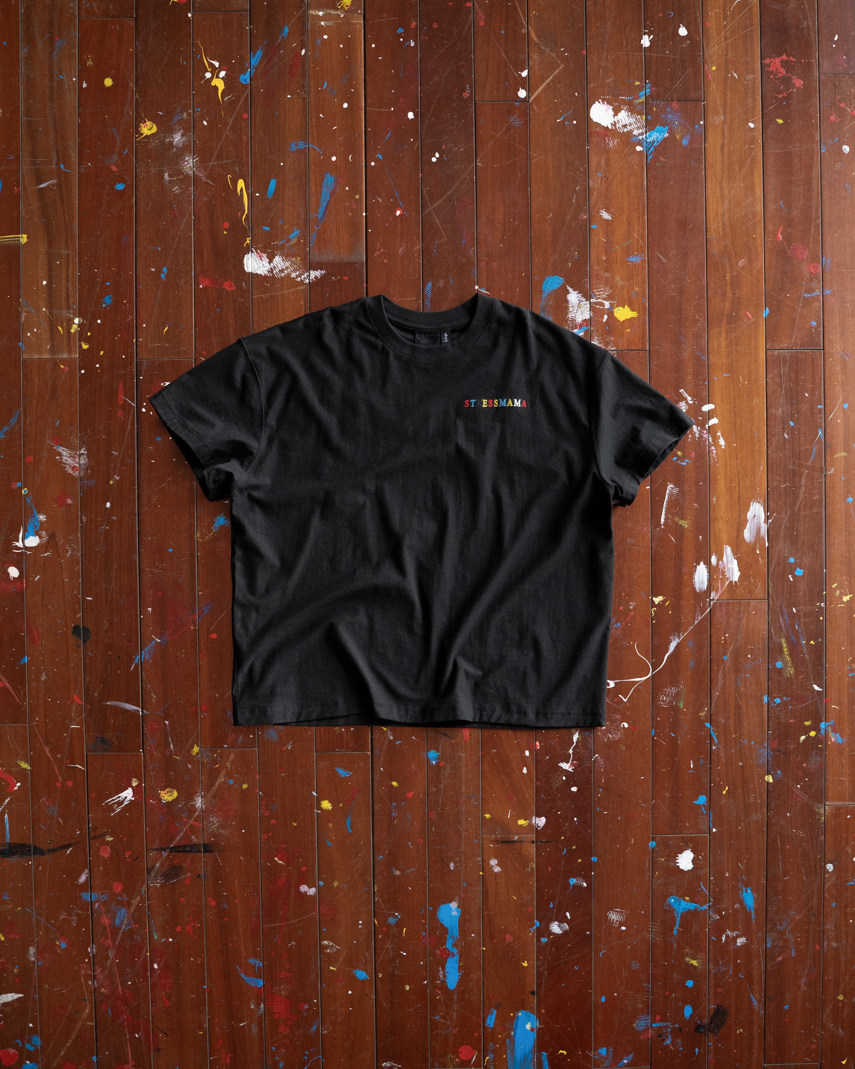 SSMA RAINBOW EMBROIDERY T-SHIRT - BLACK