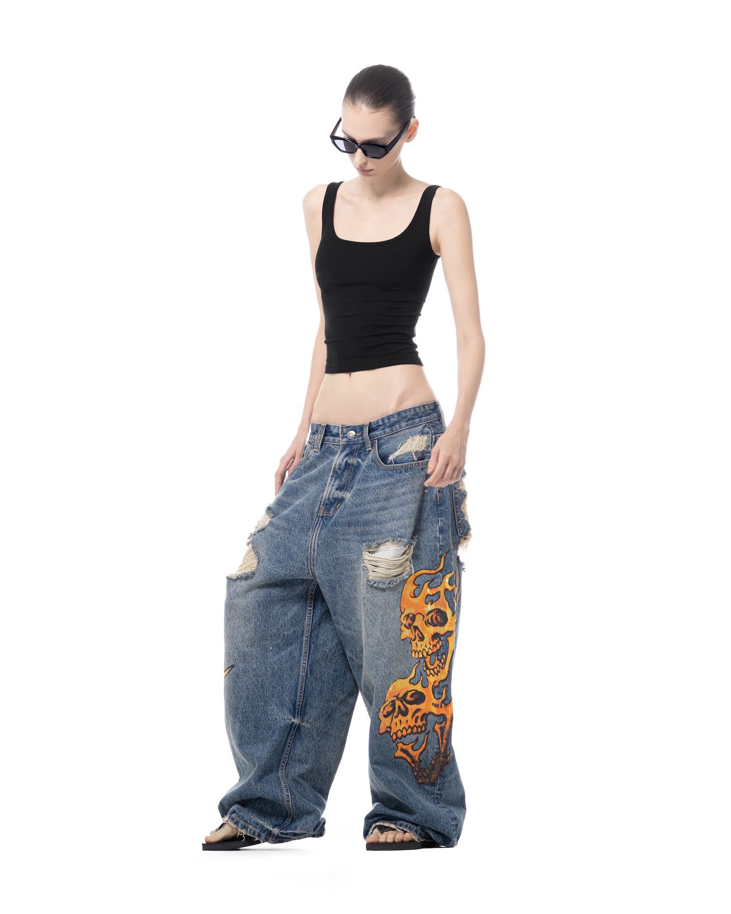 SSMA SKULL JEANS - BLUE