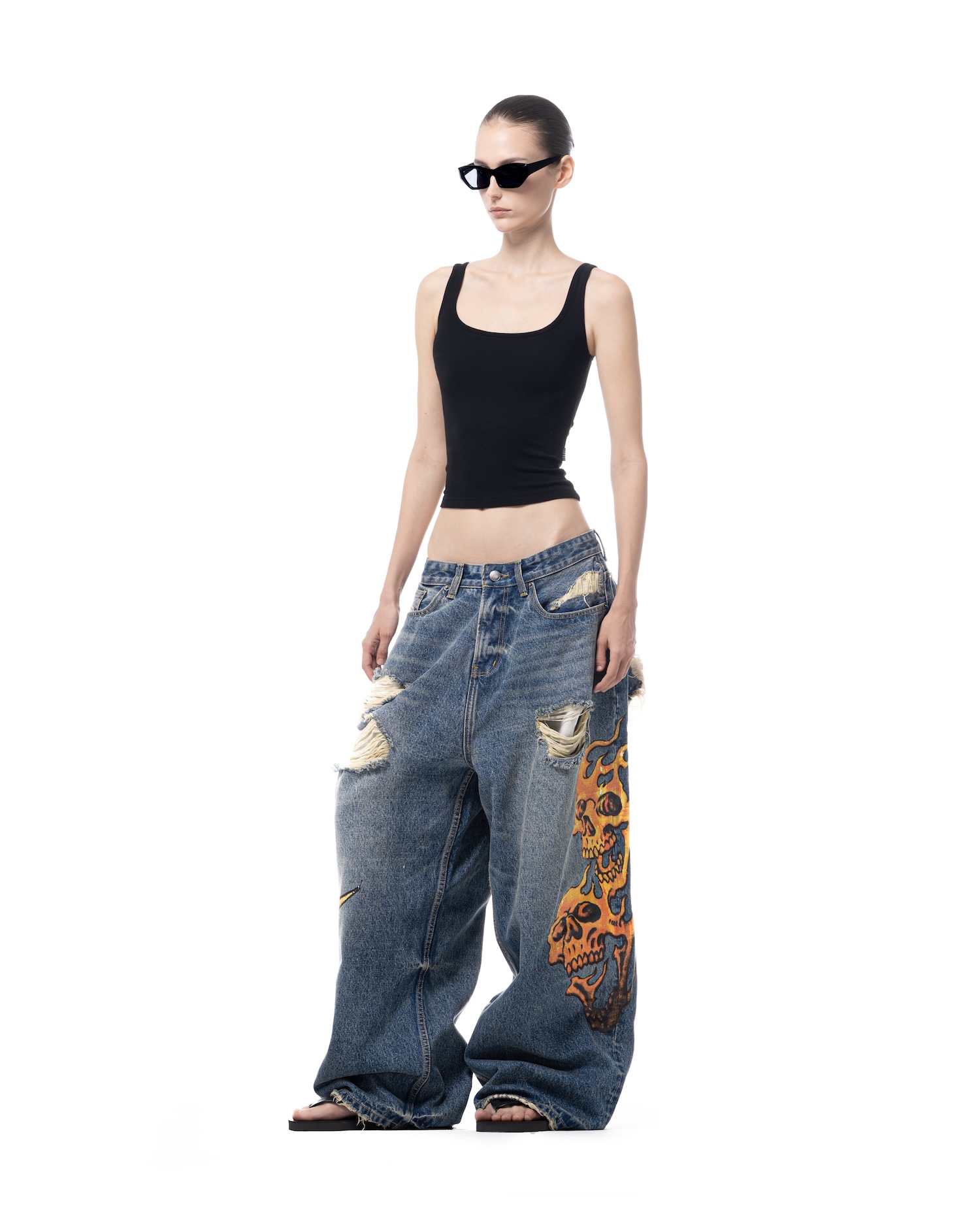 SSMA SKULL JEANS - BLUE