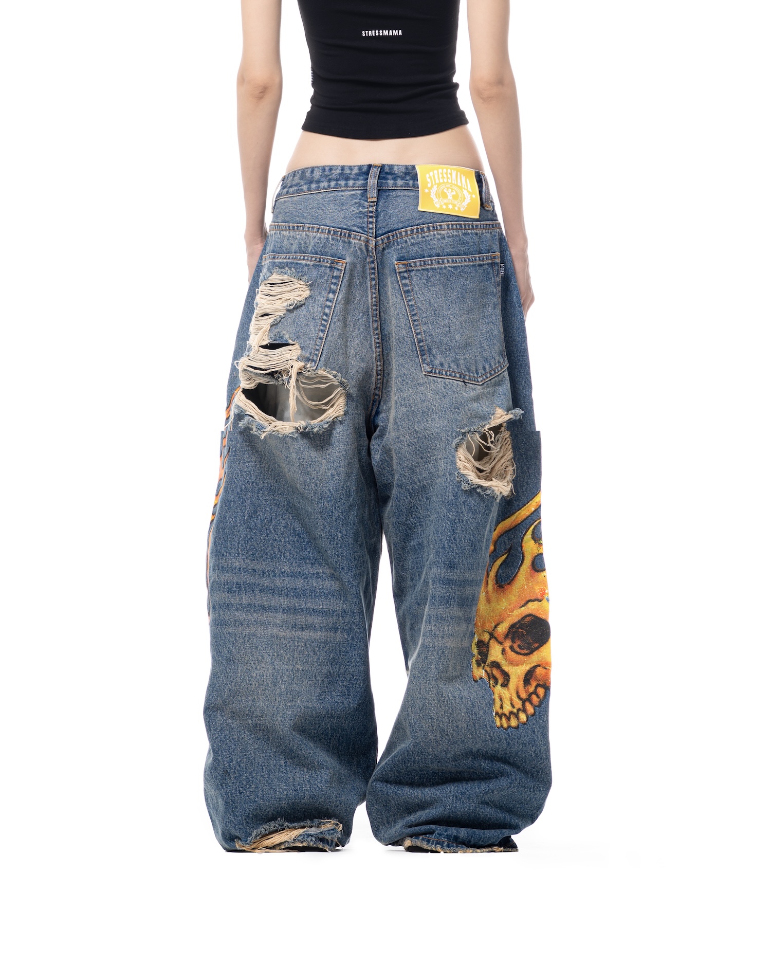 SSMA SKULL JEANS - BLUE