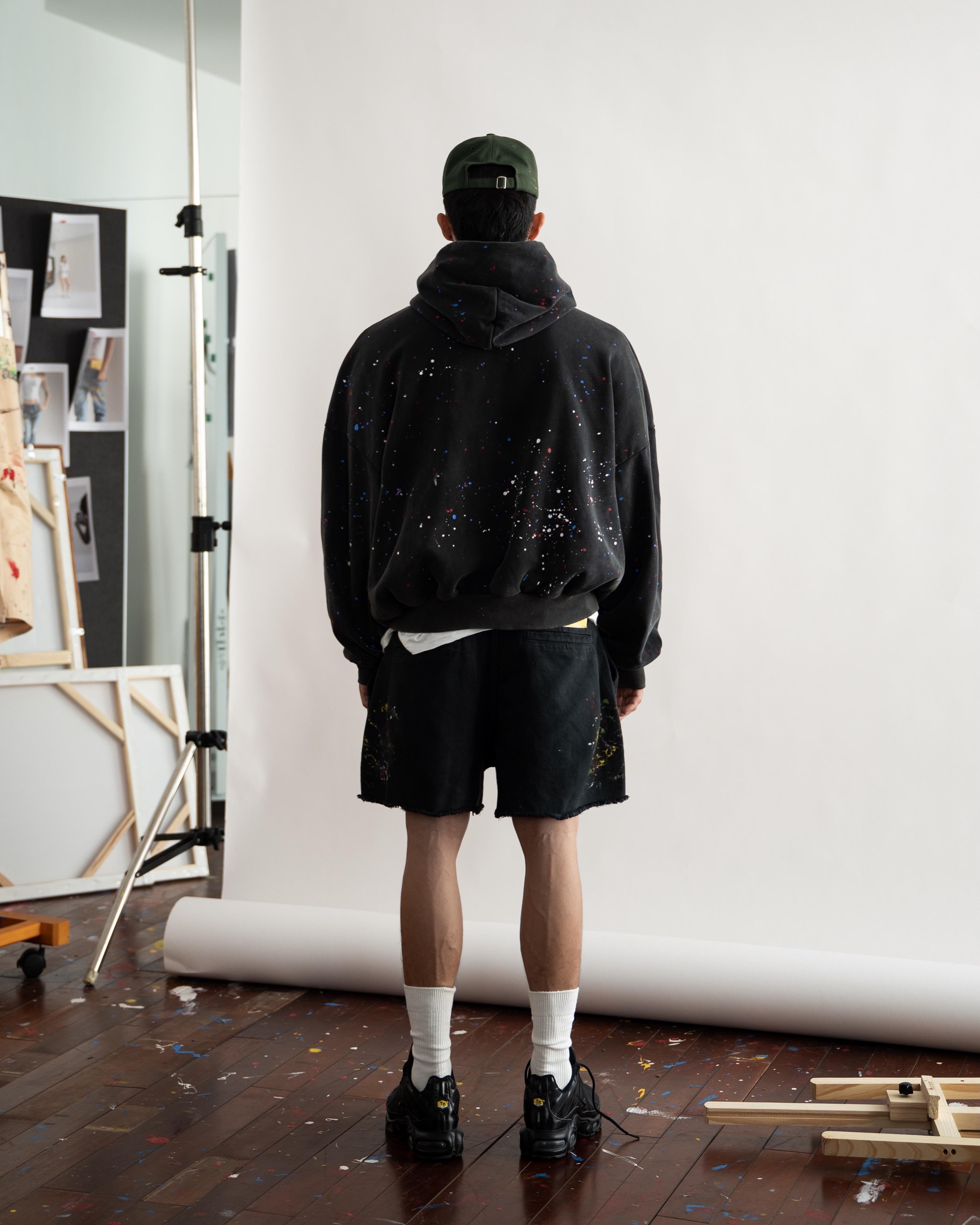 SSMA SPLATTER KHAKI SHORTS - BLACK