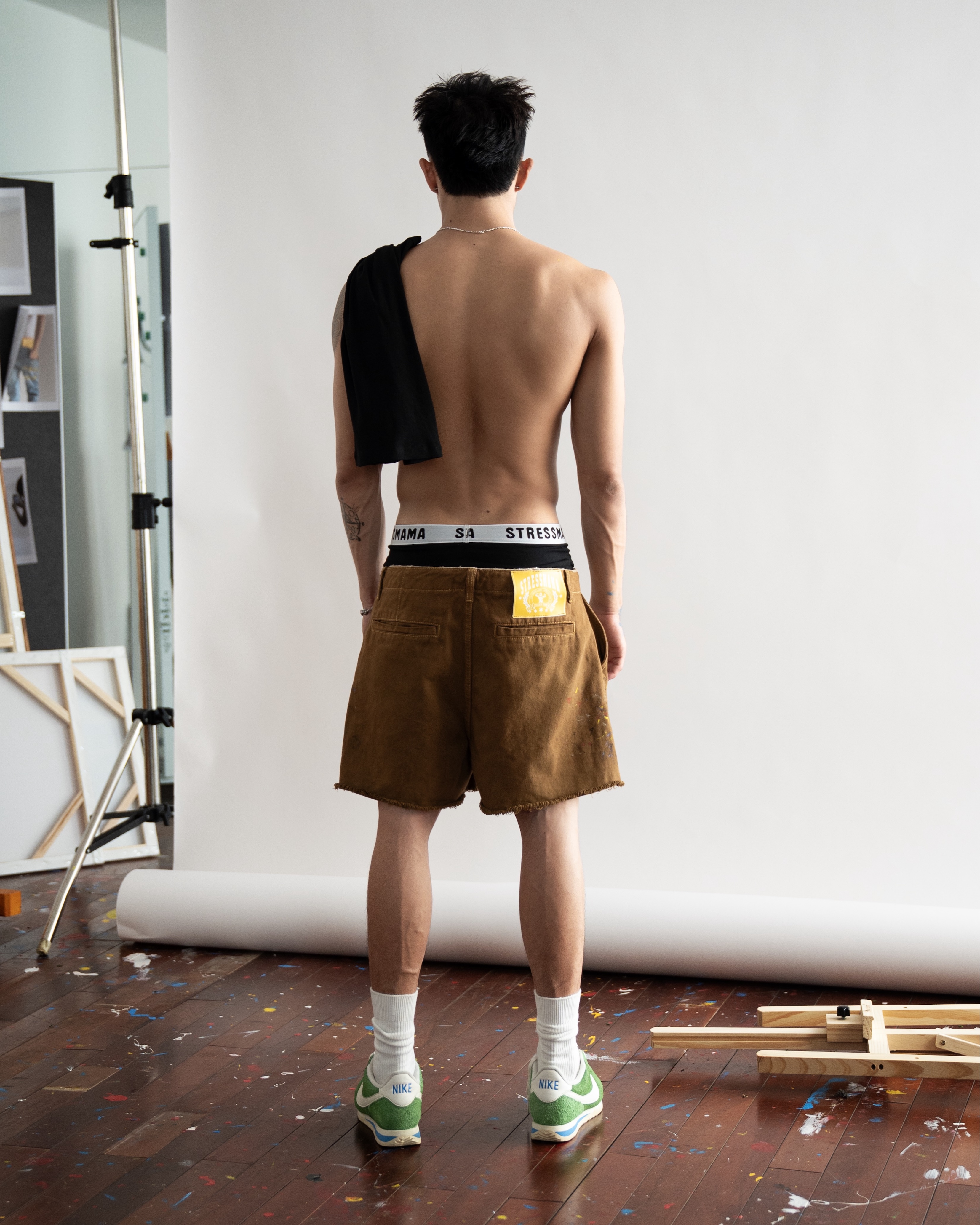 SSMA SPLATTER KHAKI SHORTS - BROWN