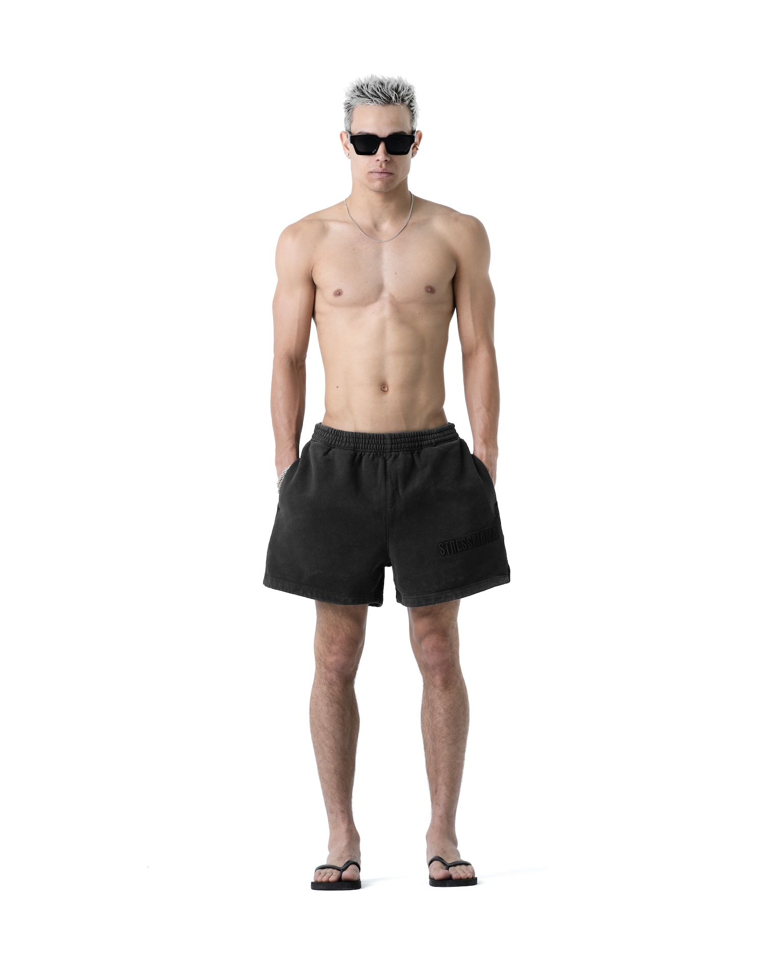 SSMA WASHED SWEAT SHORTS - BLACK