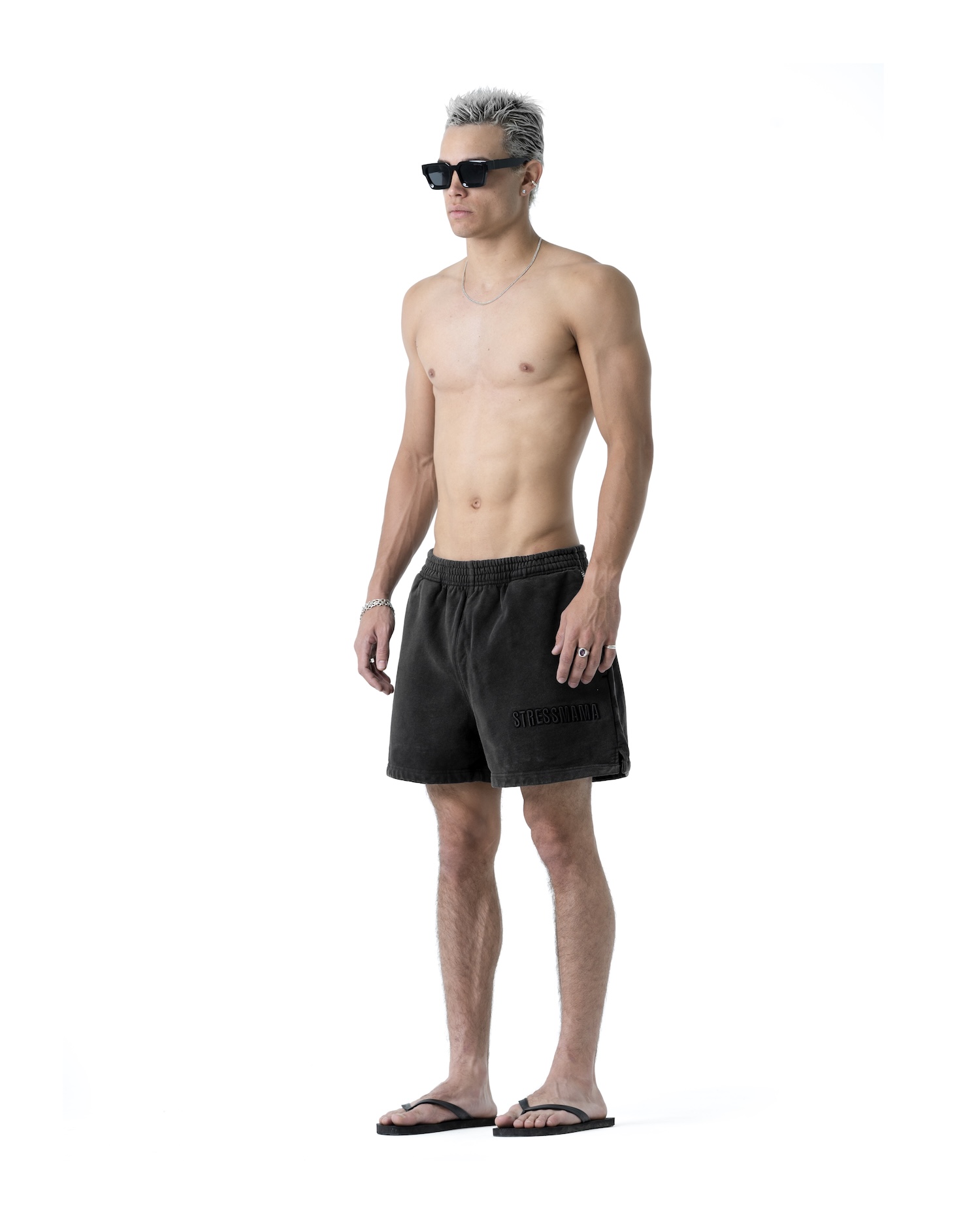SSMA WASHED SWEAT SHORTS - BLACK
